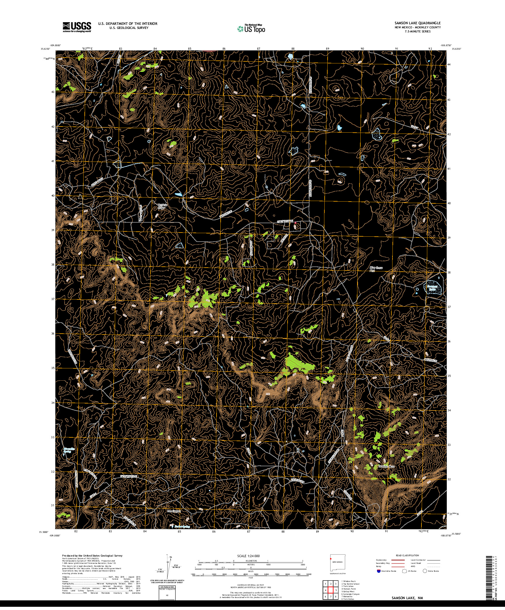 USGS US TOPO 7.5-MINUTE MAP FOR SAMSON LAKE, NM 2020