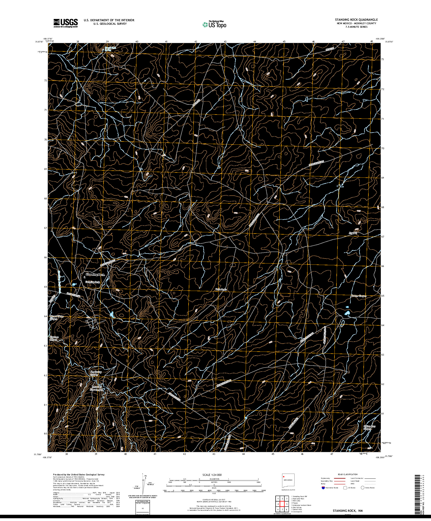 USGS US TOPO 7.5-MINUTE MAP FOR STANDING ROCK, NM 2020