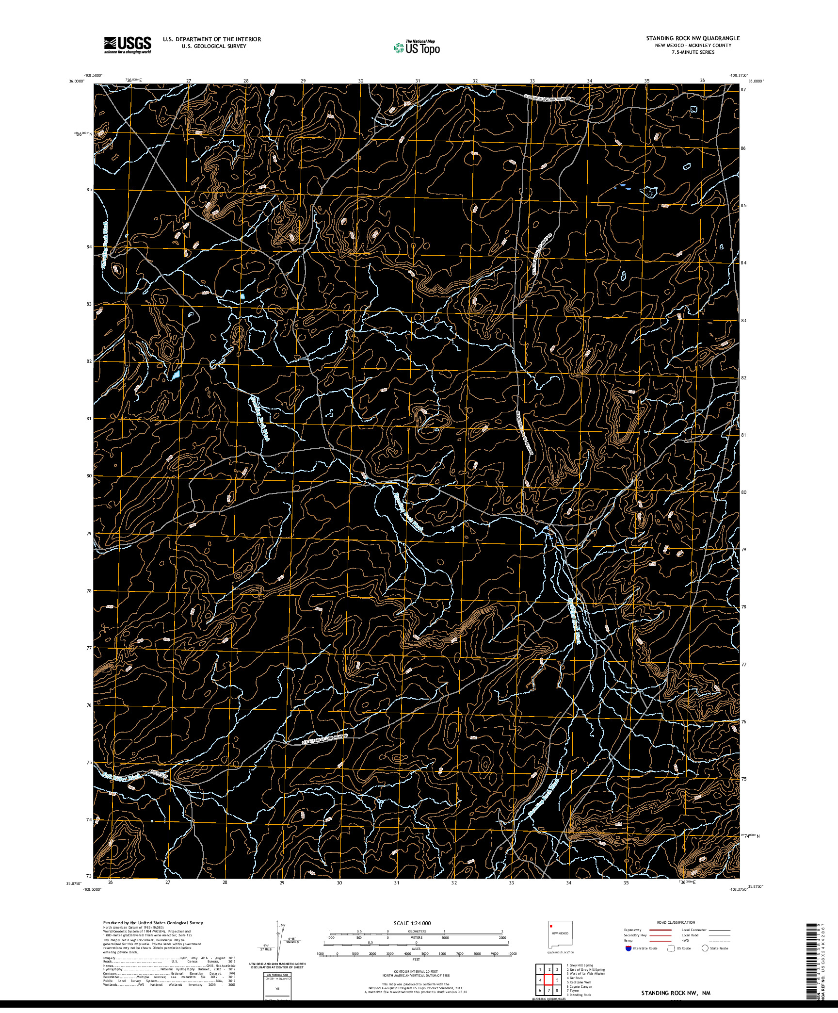 USGS US TOPO 7.5-MINUTE MAP FOR STANDING ROCK NW, NM 2020