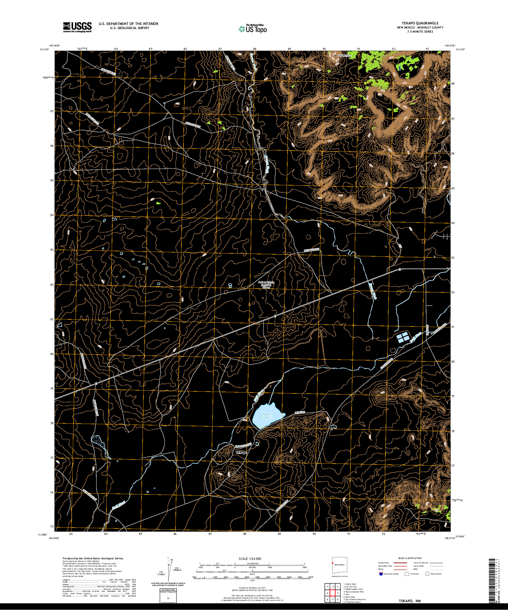 USGS US TOPO 7.5-MINUTE MAP FOR TEKAPO, NM 2020