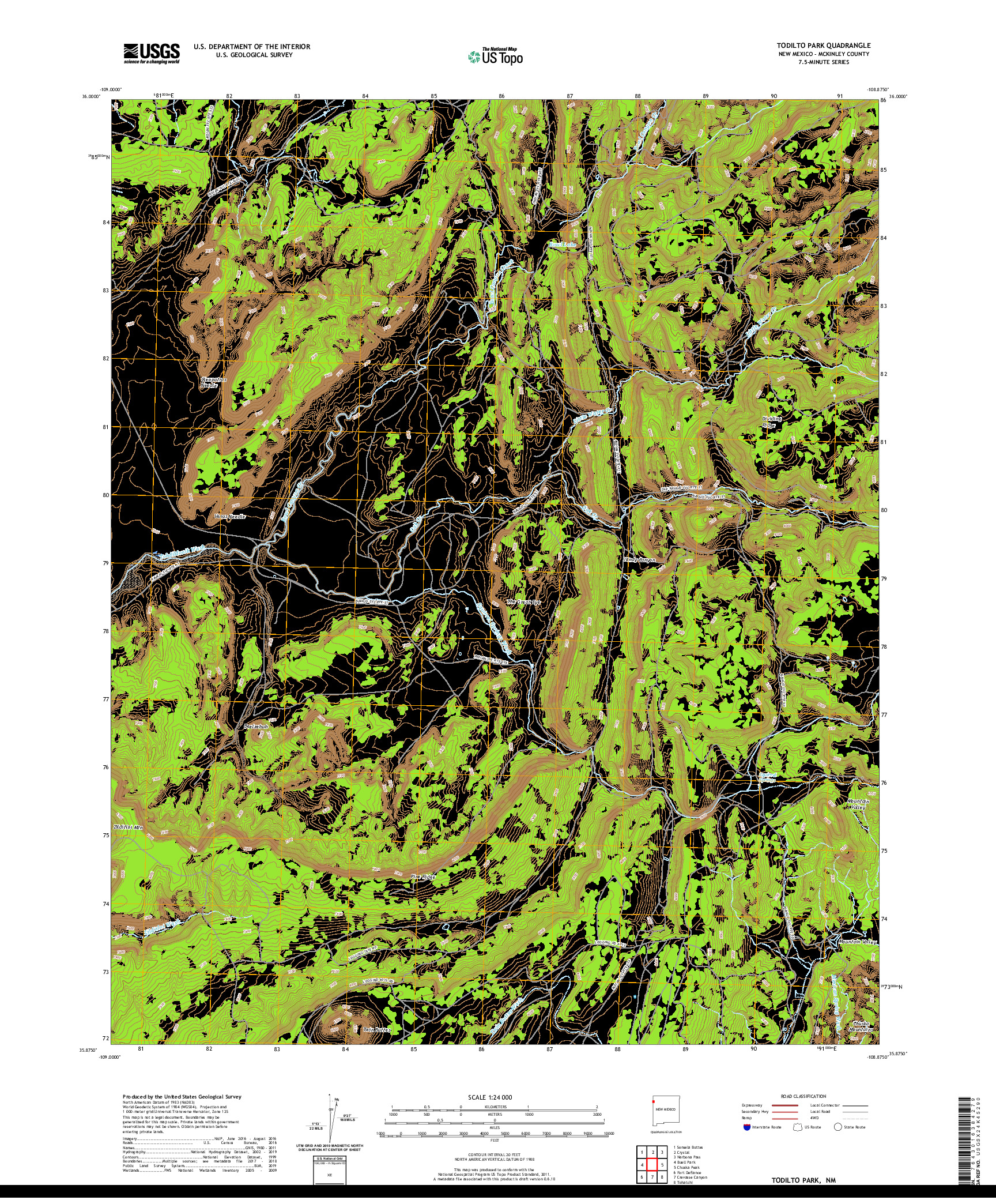 USGS US TOPO 7.5-MINUTE MAP FOR TODILTO PARK, NM 2020