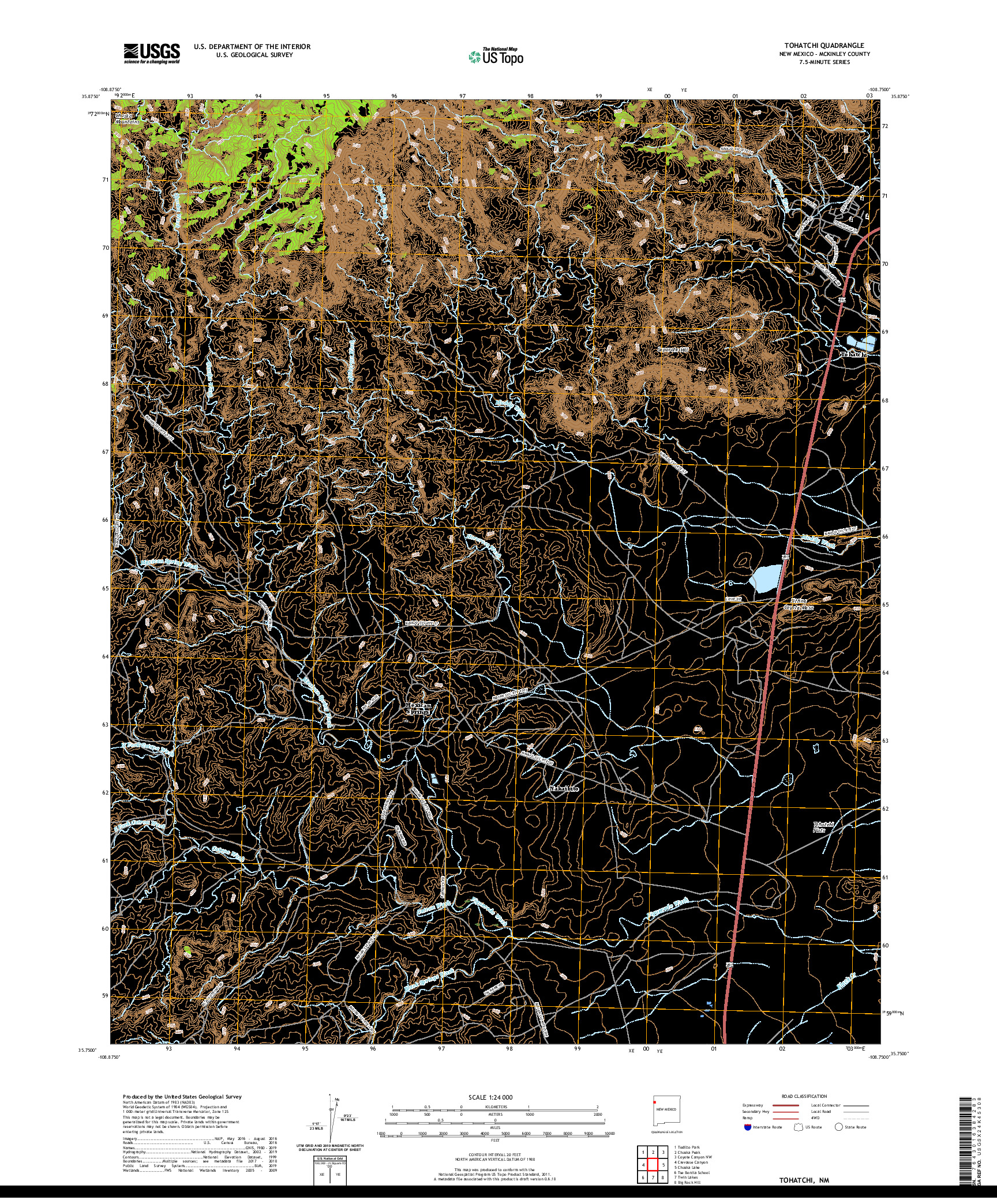 USGS US TOPO 7.5-MINUTE MAP FOR TOHATCHI, NM 2020