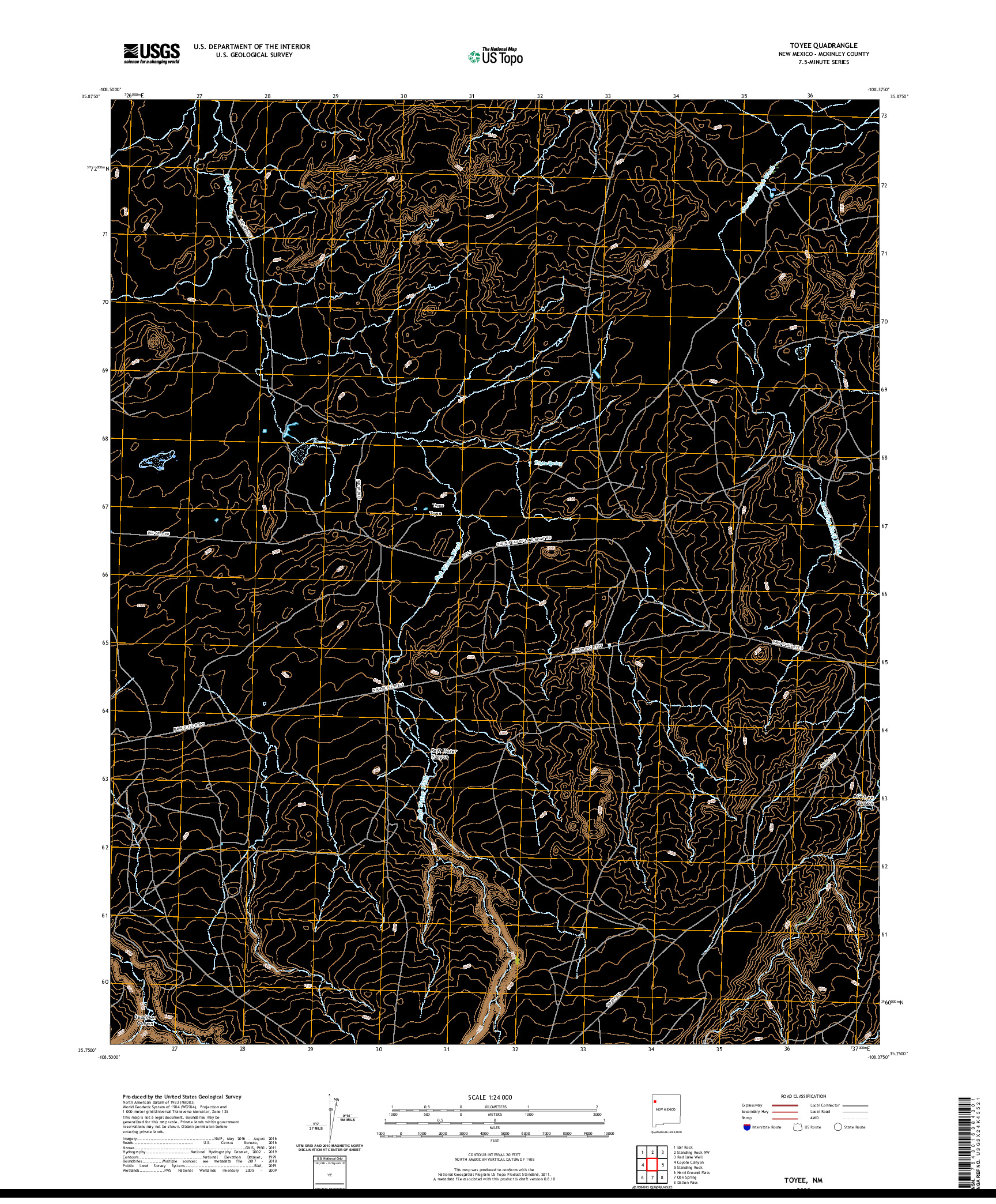 USGS US TOPO 7.5-MINUTE MAP FOR TOYEE, NM 2020