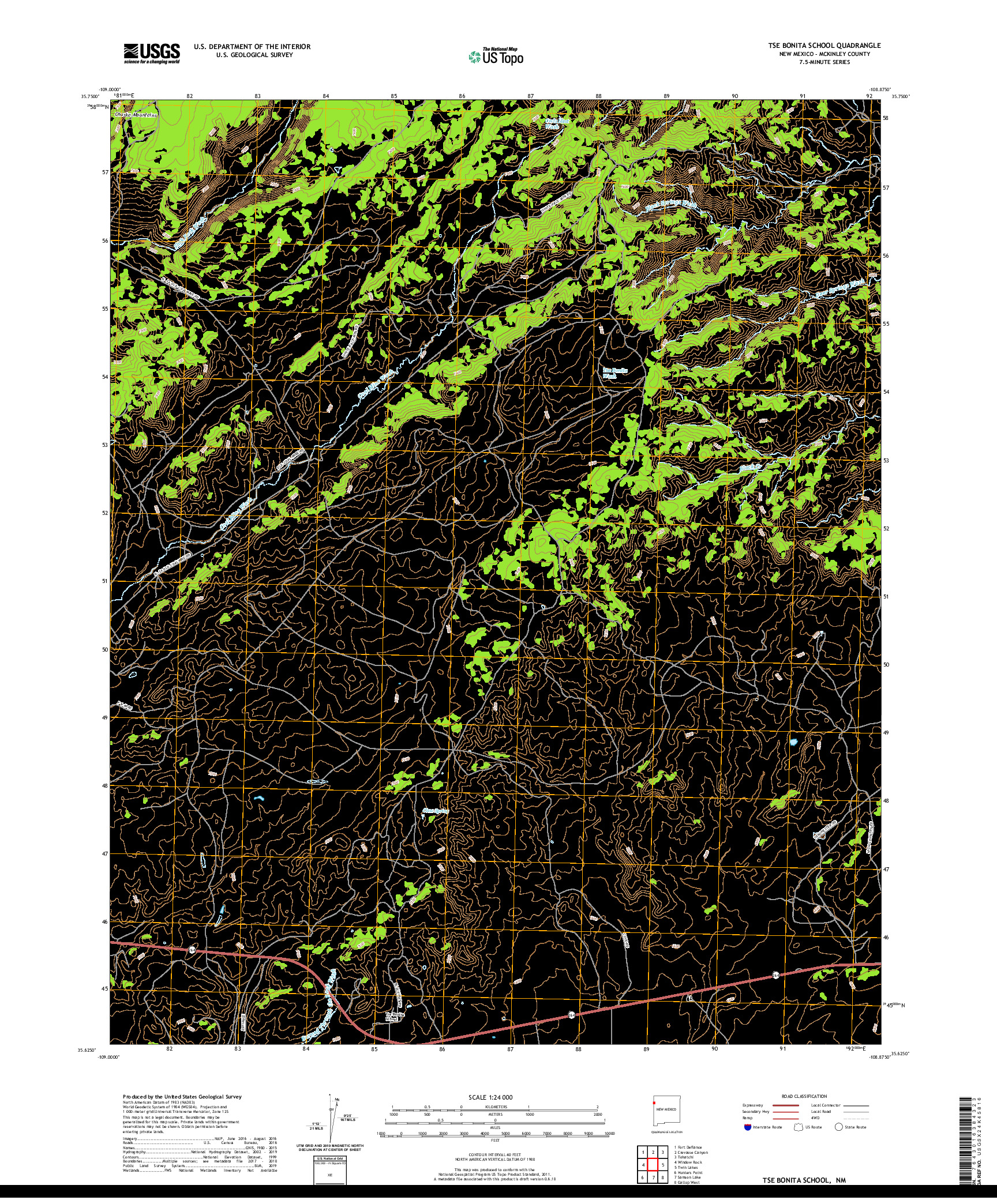 USGS US TOPO 7.5-MINUTE MAP FOR TSE BONITA SCHOOL, NM 2020