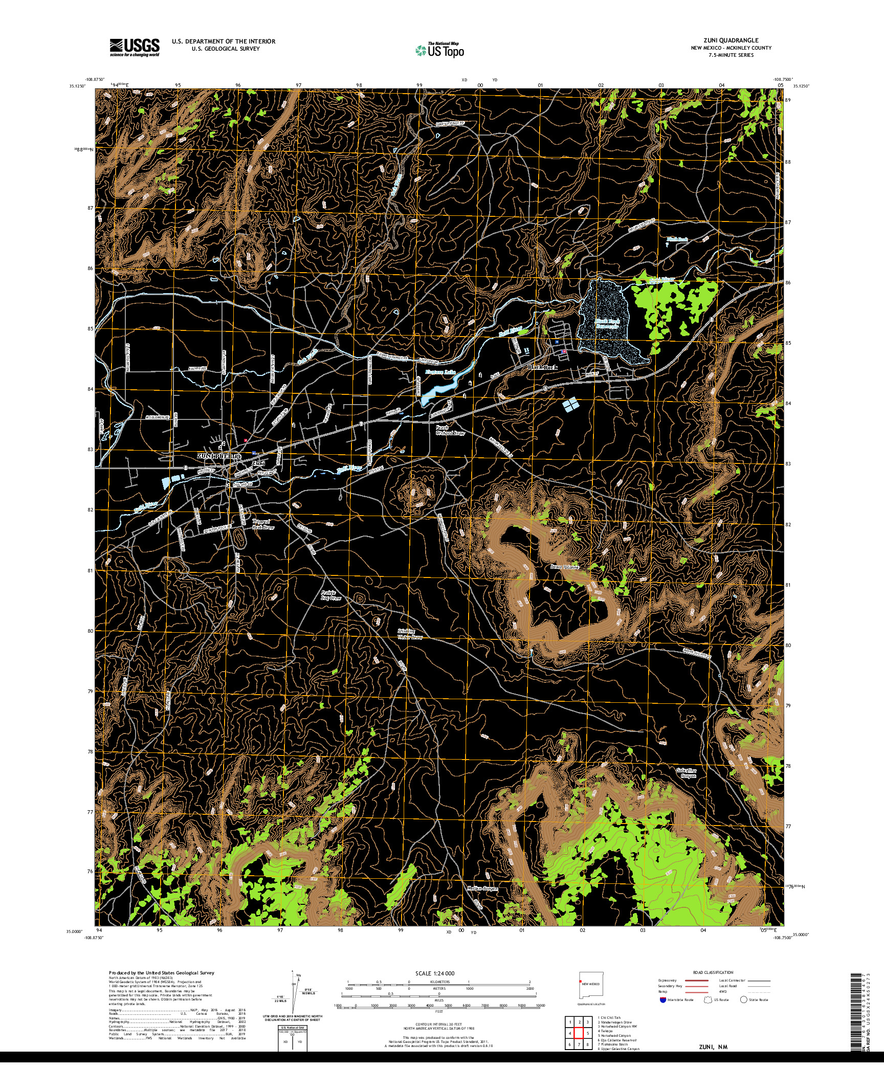 USGS US TOPO 7.5-MINUTE MAP FOR ZUNI, NM 2020