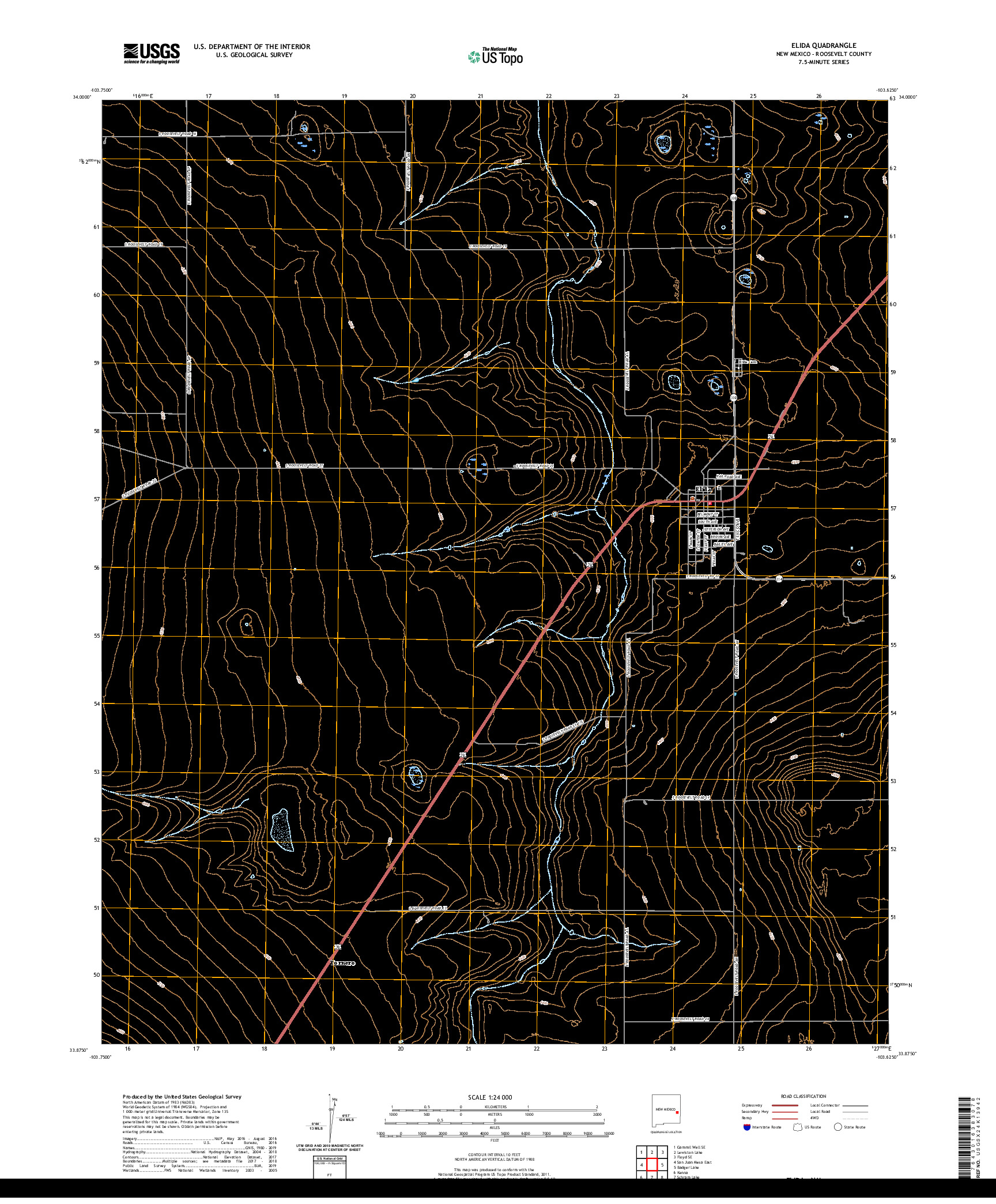 USGS US TOPO 7.5-MINUTE MAP FOR ELIDA, NM 2020