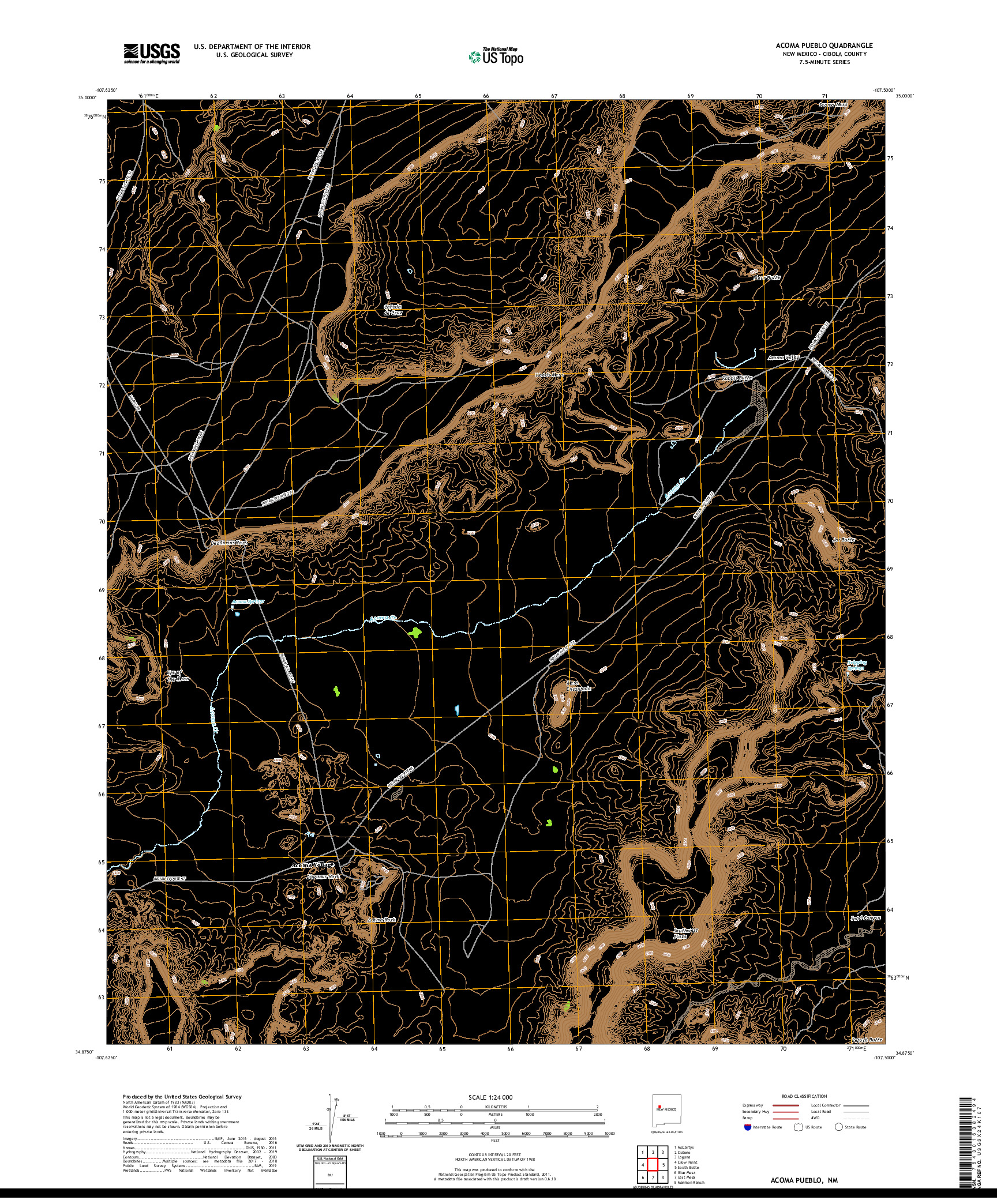 USGS US TOPO 7.5-MINUTE MAP FOR ACOMA PUEBLO, NM 2020