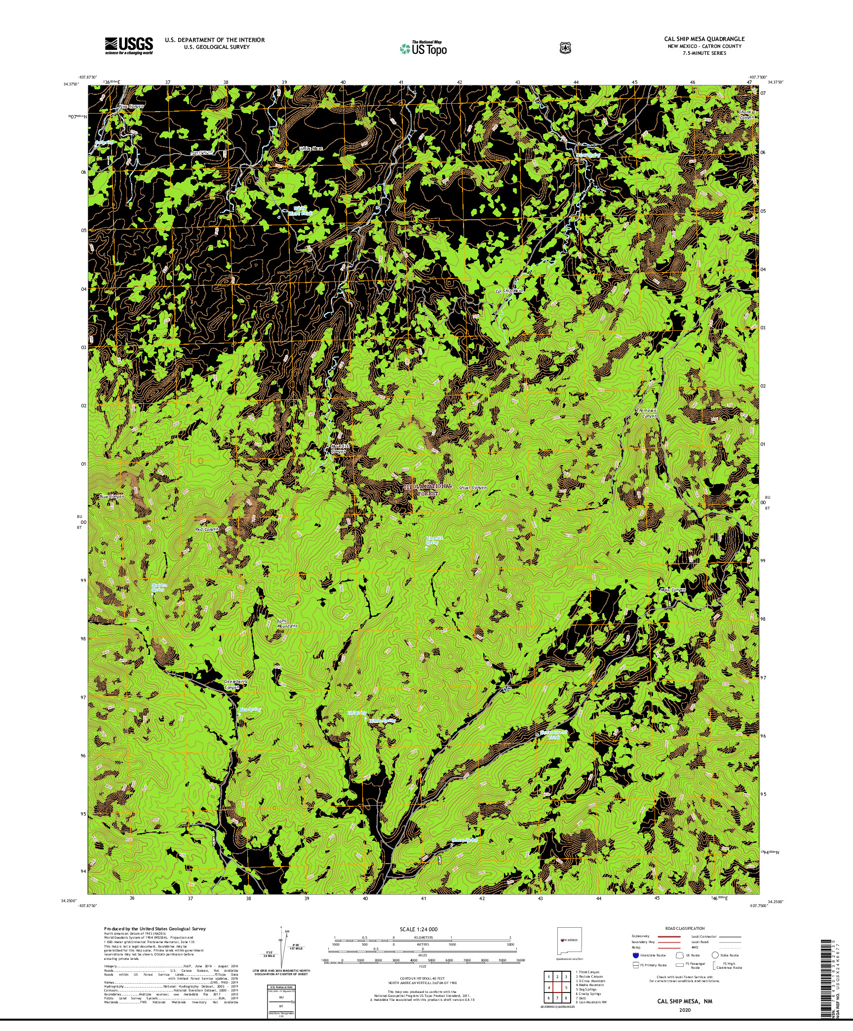 USGS US TOPO 7.5-MINUTE MAP FOR CAL SHIP MESA, NM 2020