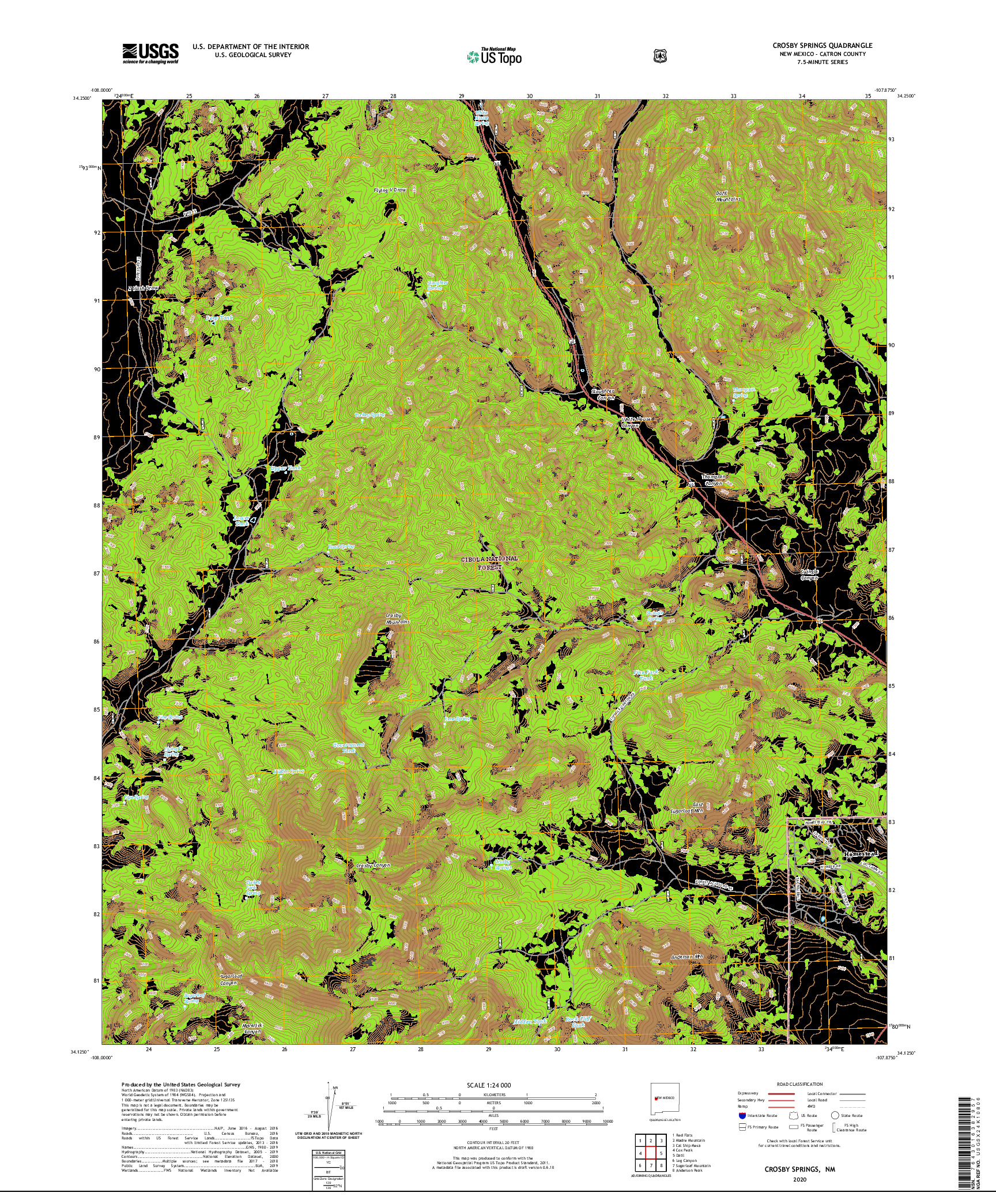 USGS US TOPO 7.5-MINUTE MAP FOR CROSBY SPRINGS, NM 2020