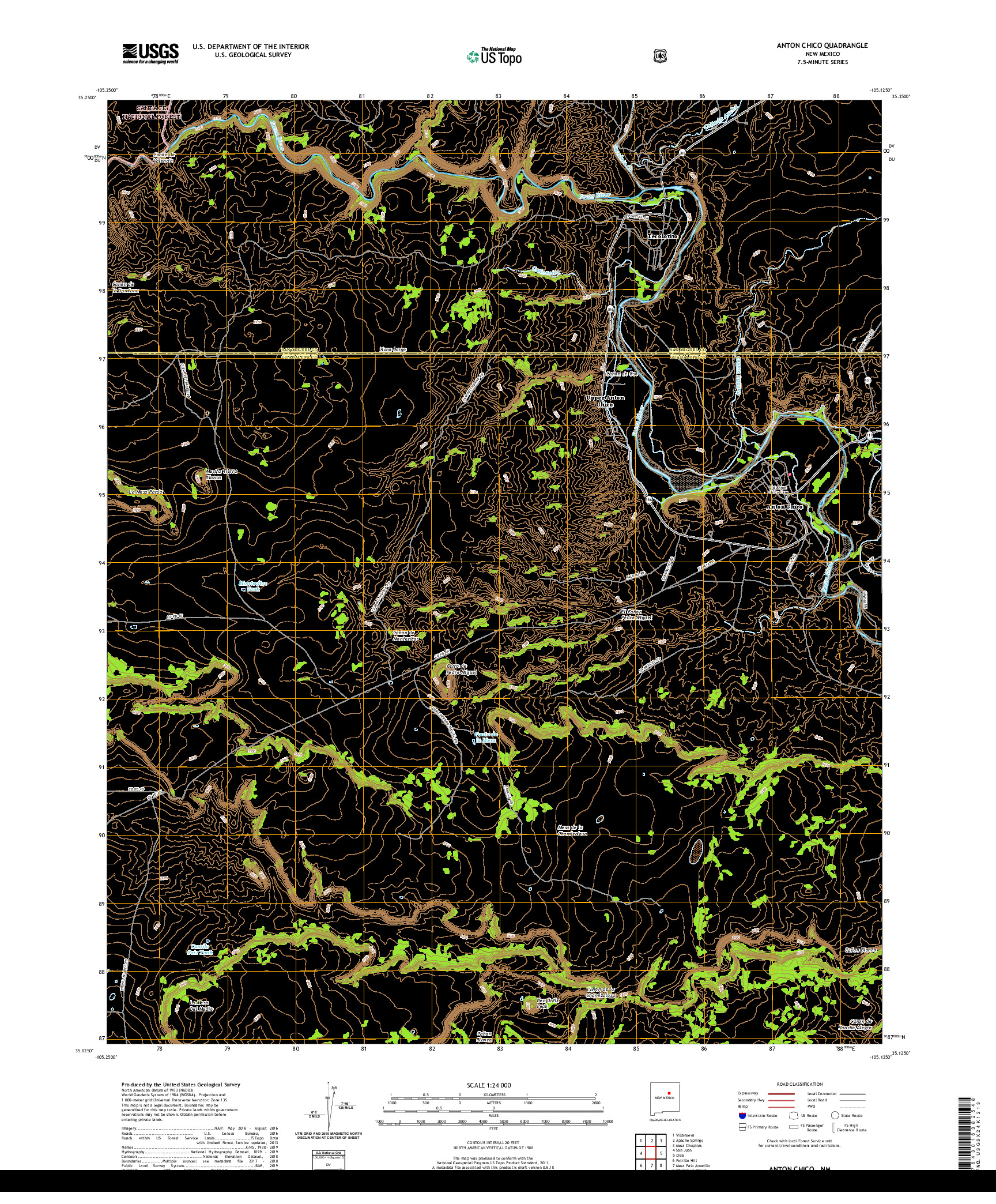 USGS US TOPO 7.5-MINUTE MAP FOR ANTON CHICO, NM 2020