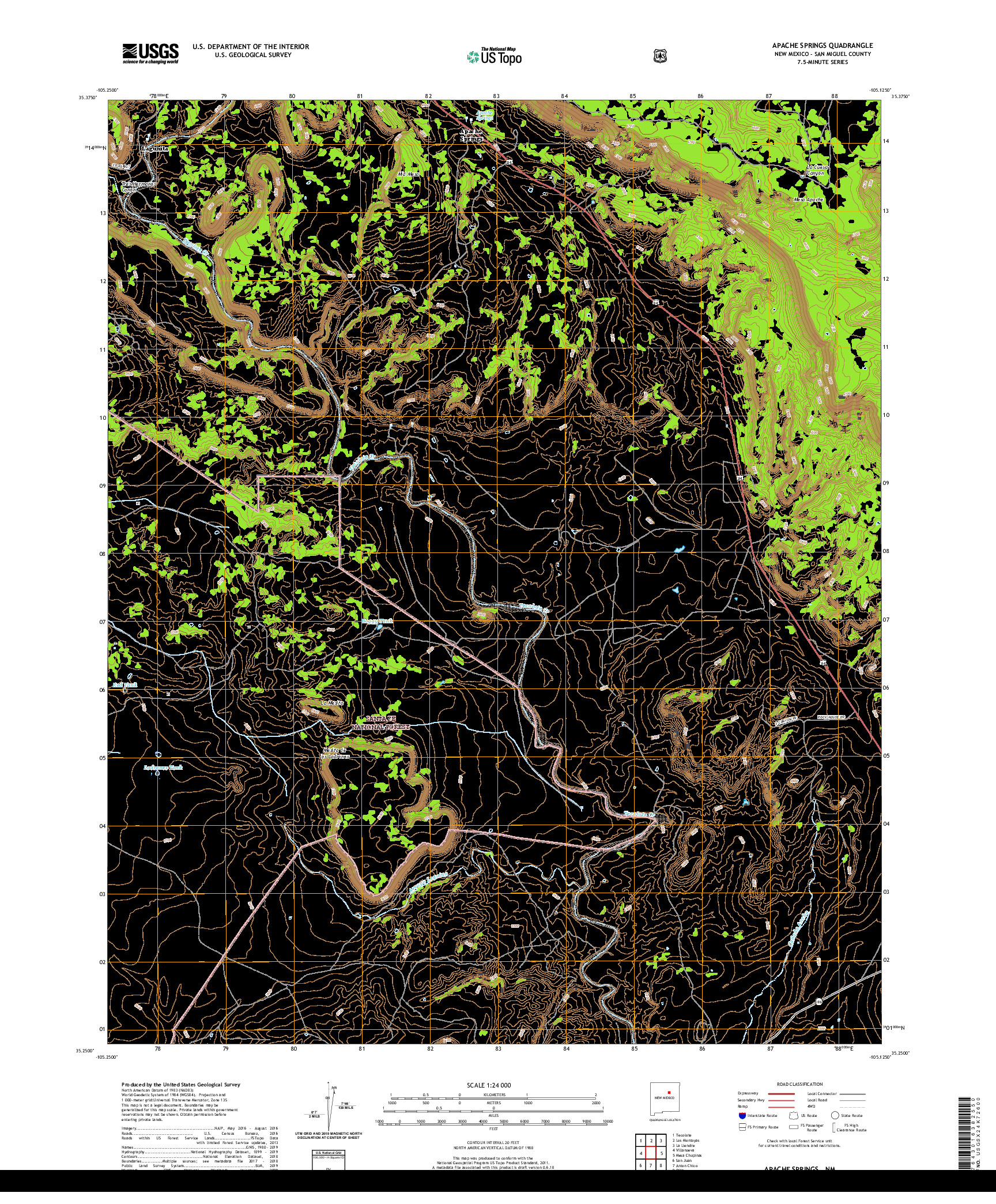 USGS US TOPO 7.5-MINUTE MAP FOR APACHE SPRINGS, NM 2020