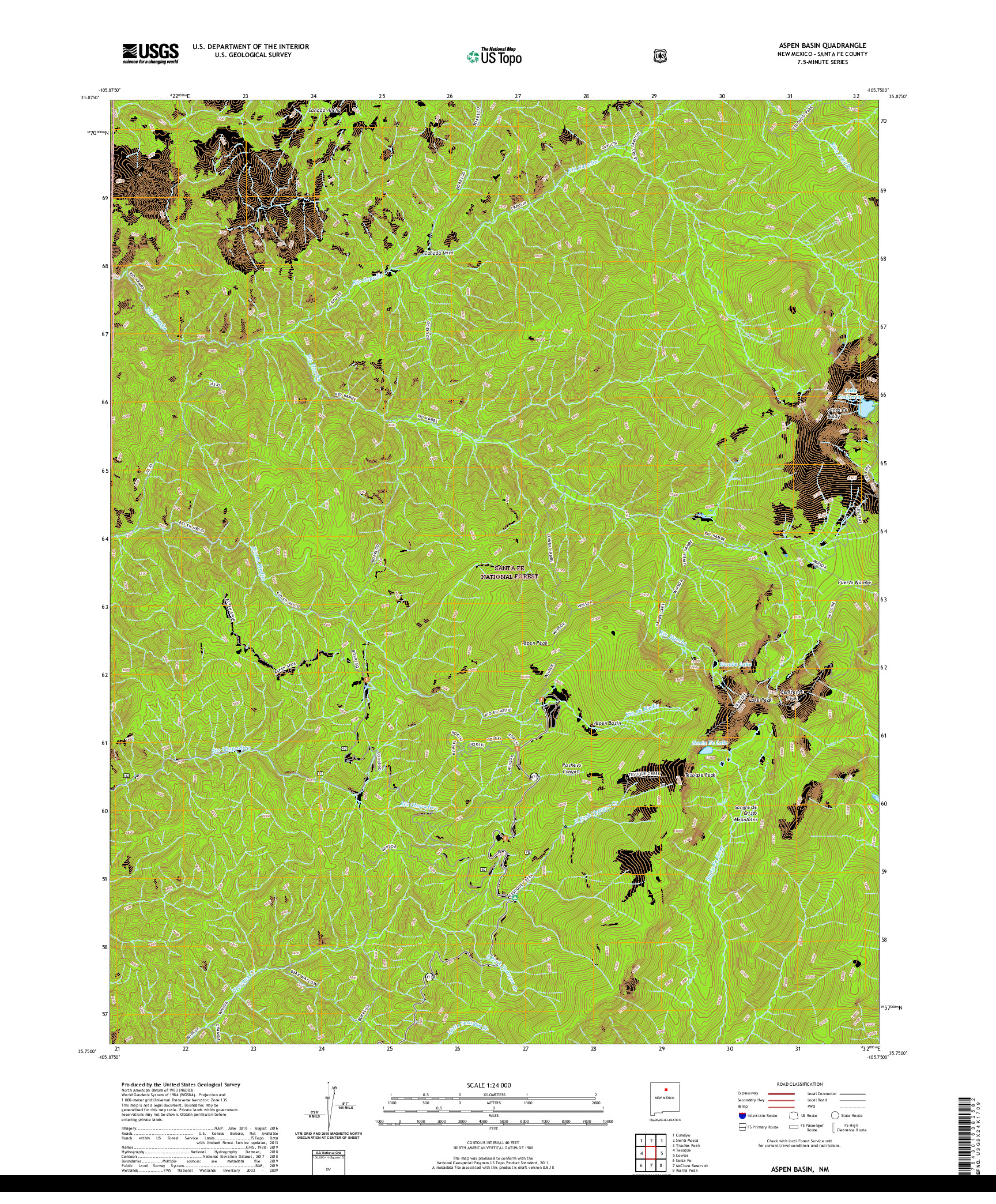 USGS US TOPO 7.5-MINUTE MAP FOR ASPEN BASIN, NM 2020