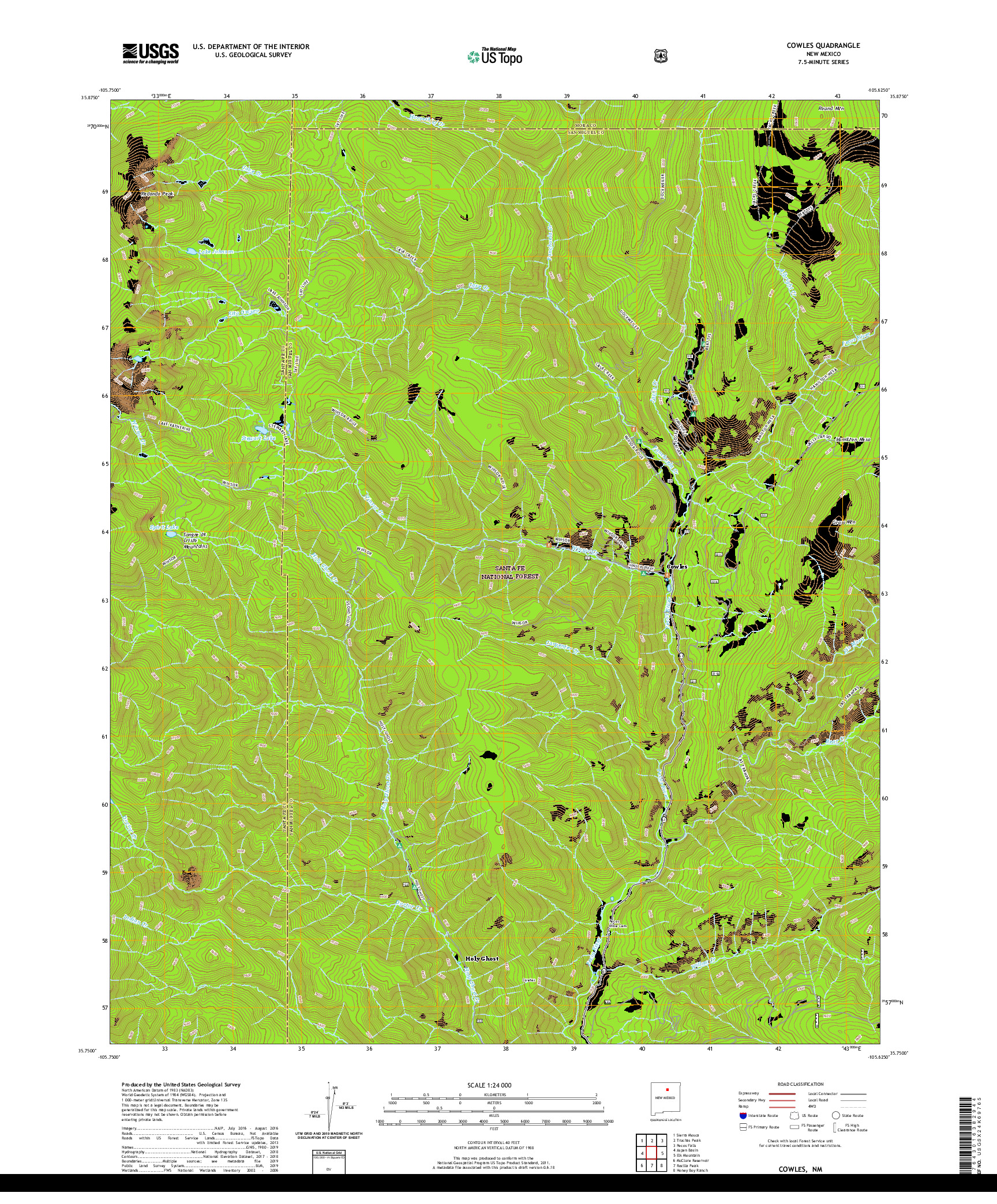 USGS US TOPO 7.5-MINUTE MAP FOR COWLES, NM 2020