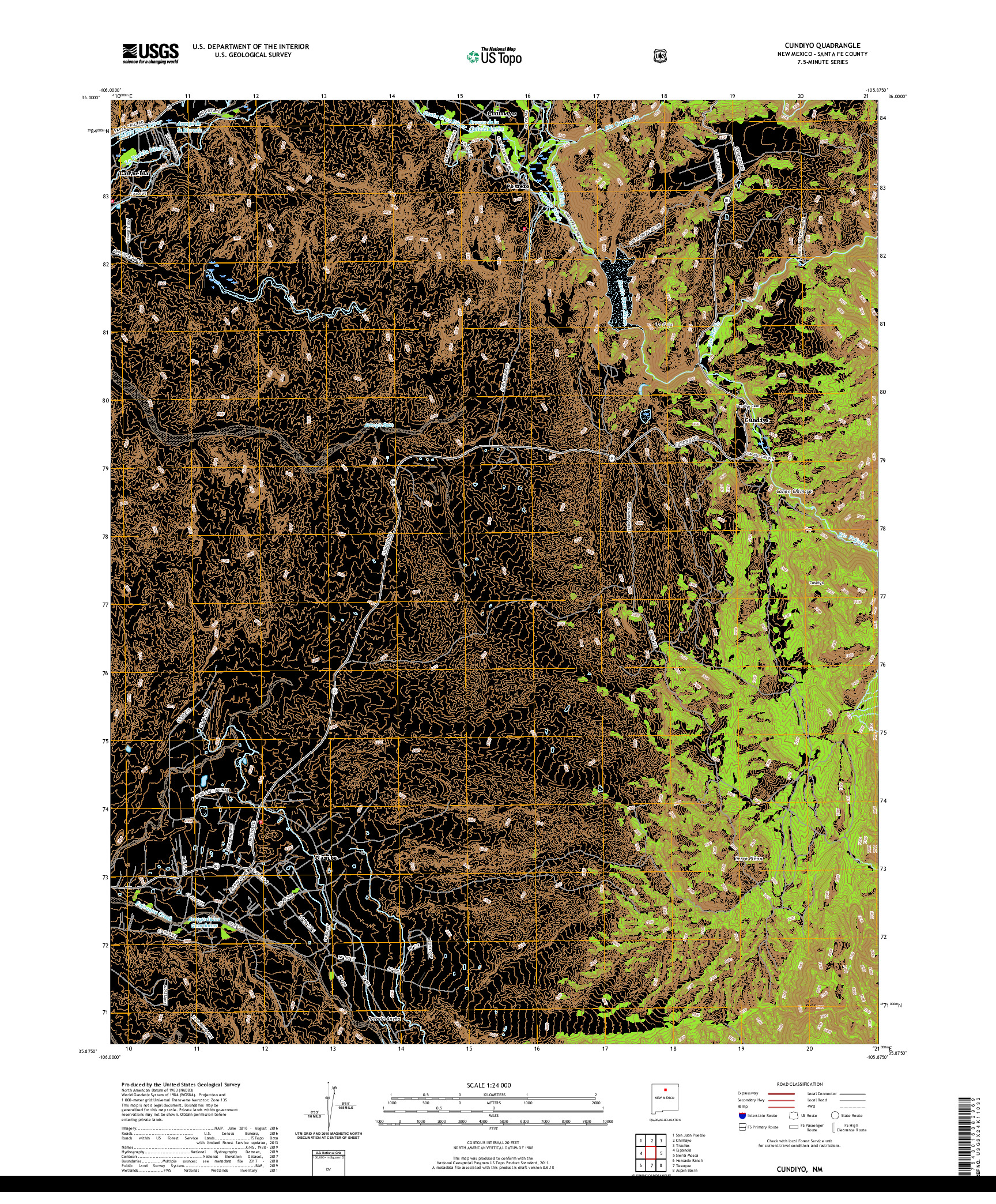 USGS US TOPO 7.5-MINUTE MAP FOR CUNDIYO, NM 2020