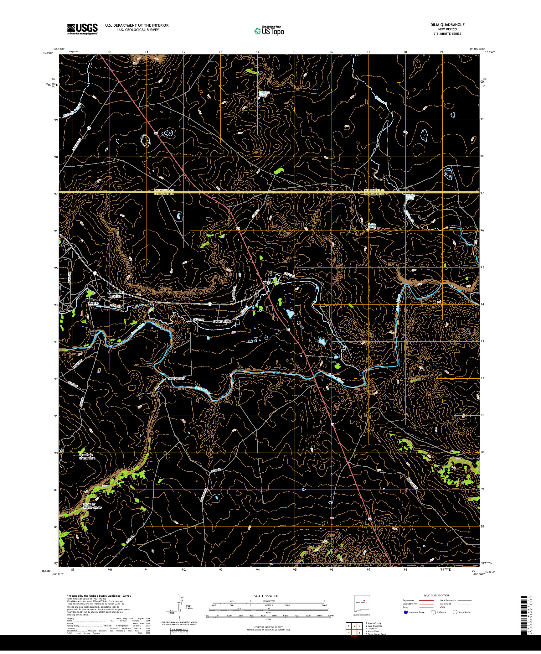 USGS US TOPO 7.5-MINUTE MAP FOR DILIA, NM 2020