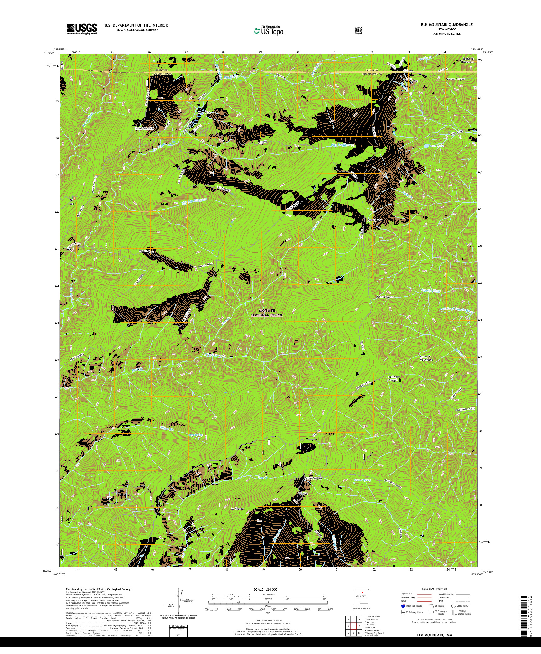 USGS US TOPO 7.5-MINUTE MAP FOR ELK MOUNTAIN, NM 2020