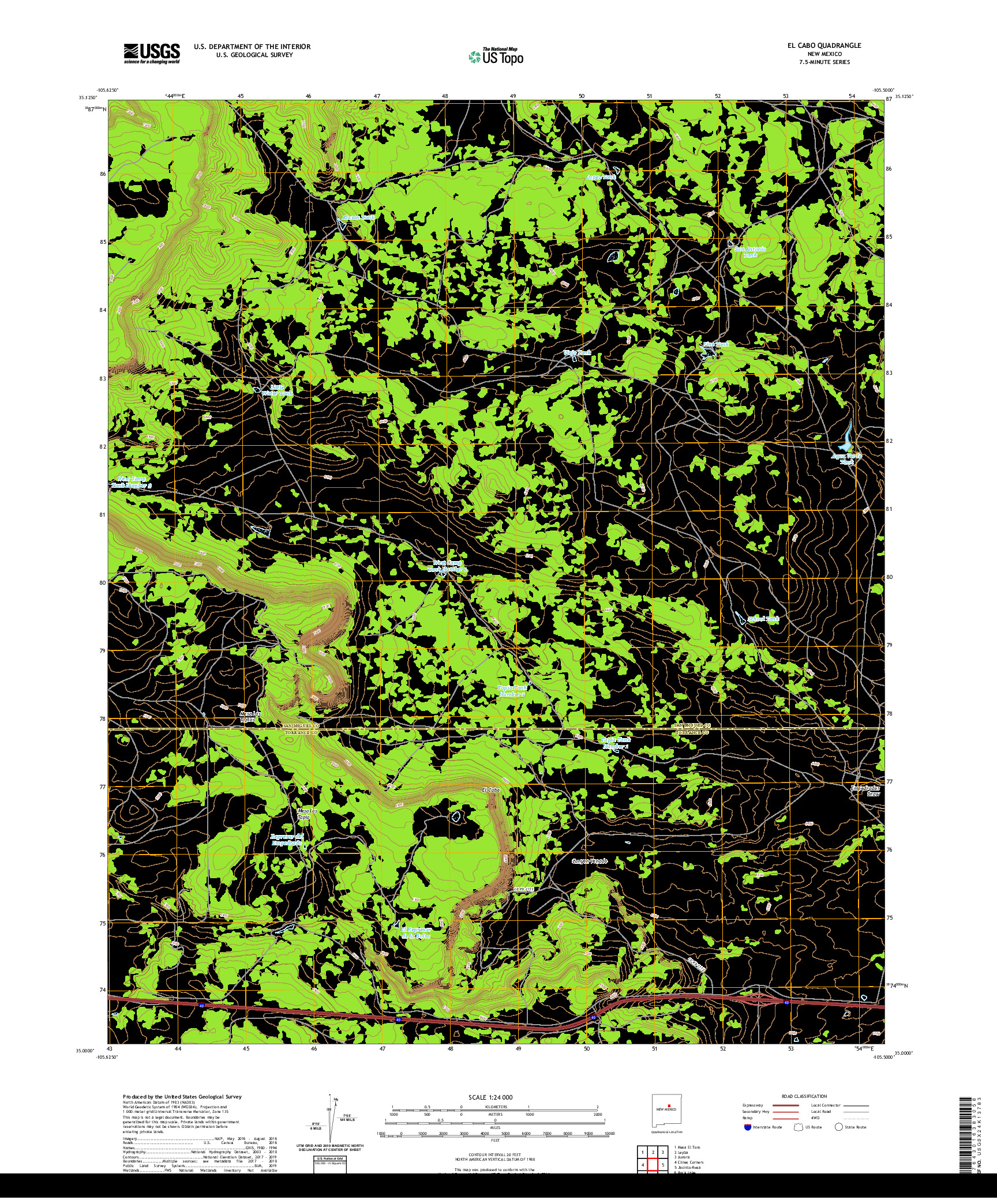 USGS US TOPO 7.5-MINUTE MAP FOR EL CABO, NM 2020