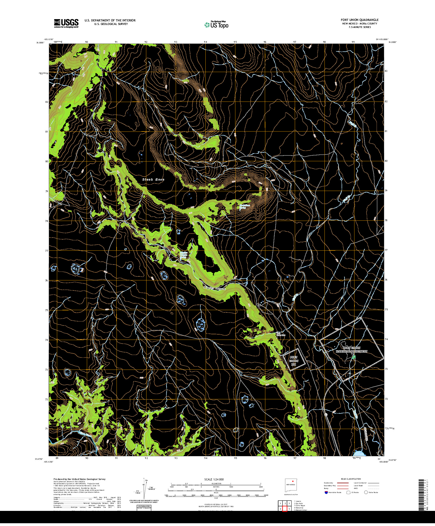 USGS US TOPO 7.5-MINUTE MAP FOR FORT UNION, NM 2020