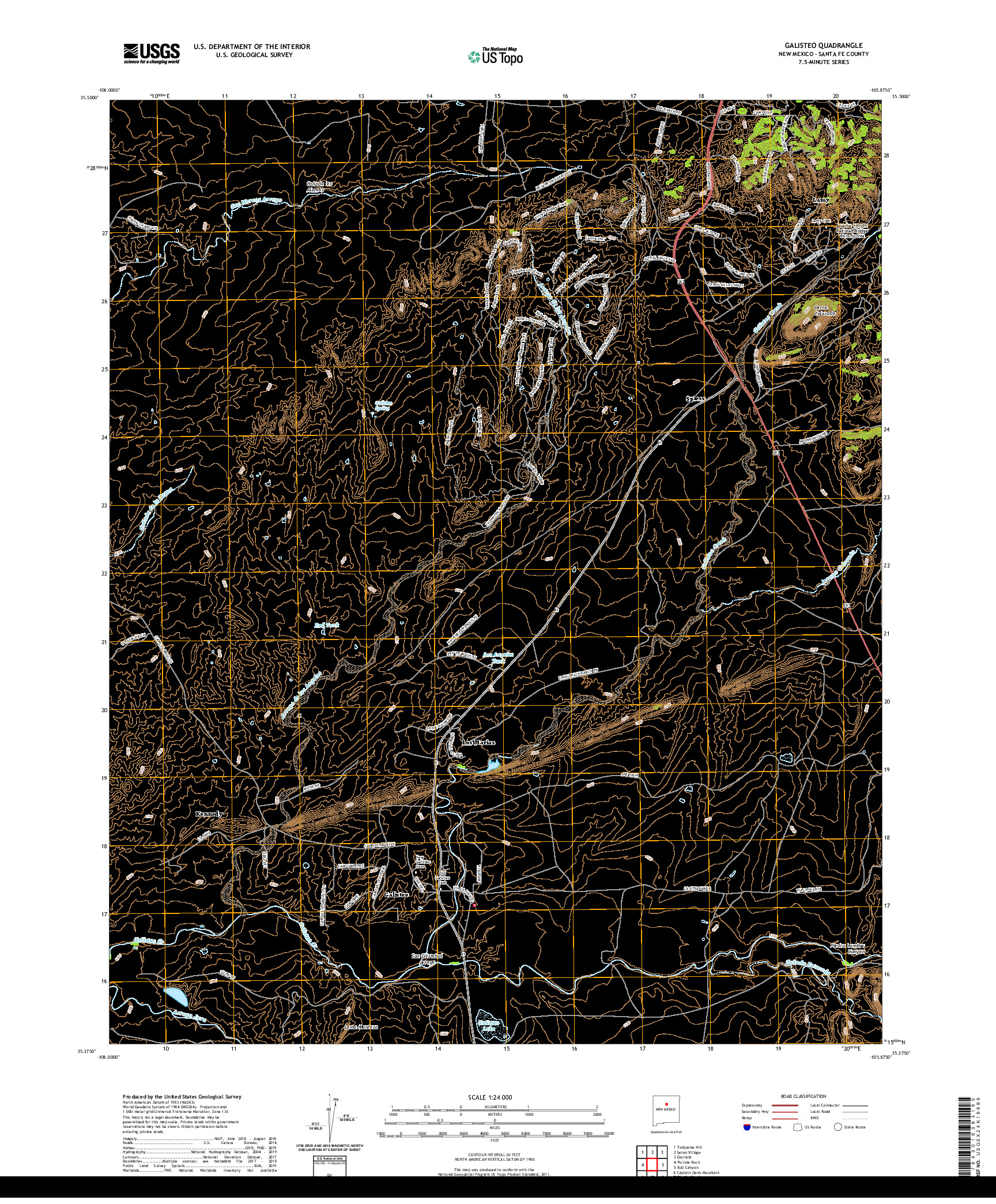 USGS US TOPO 7.5-MINUTE MAP FOR GALISTEO, NM 2020