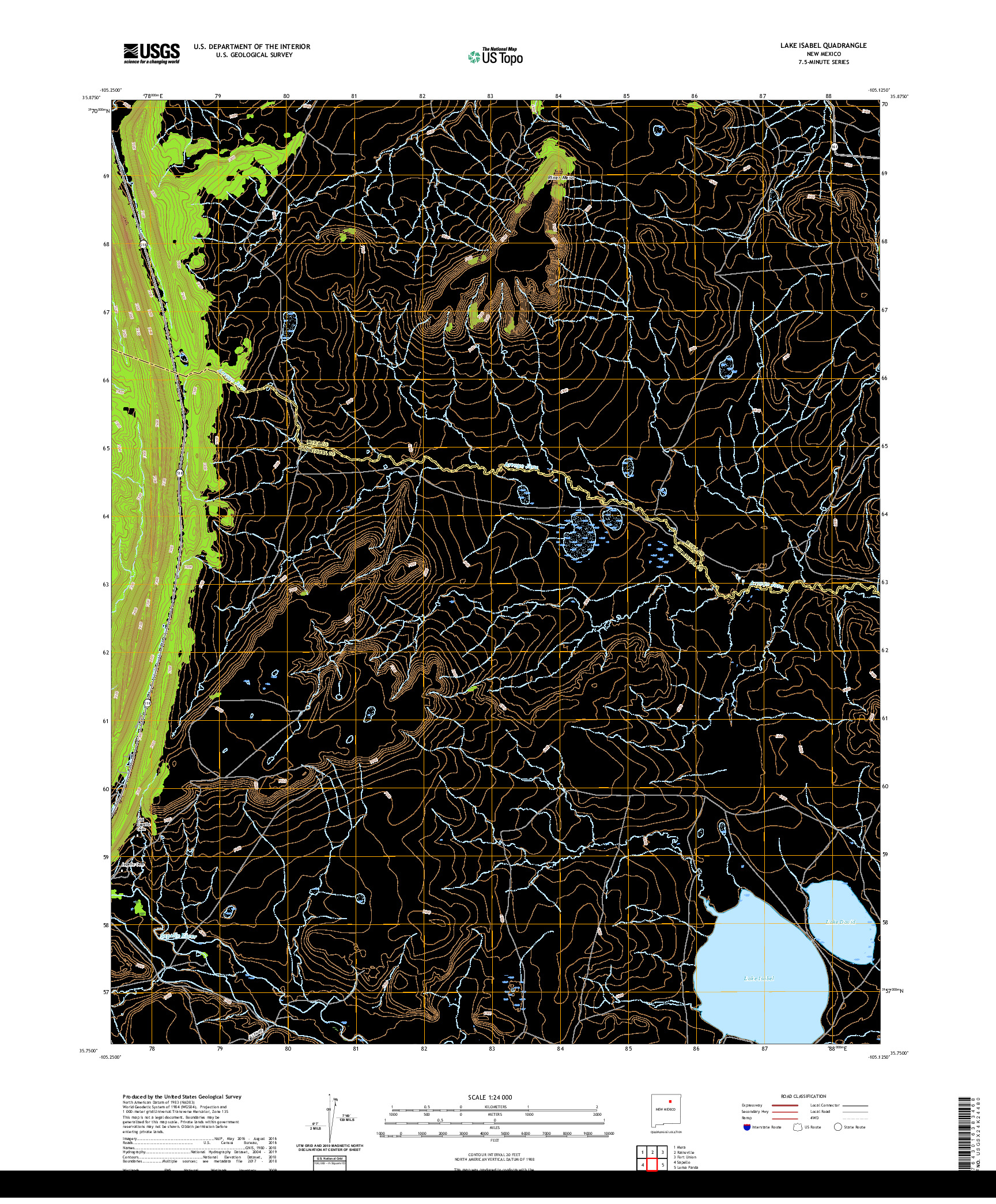 USGS US TOPO 7.5-MINUTE MAP FOR LAKE ISABEL, NM 2020