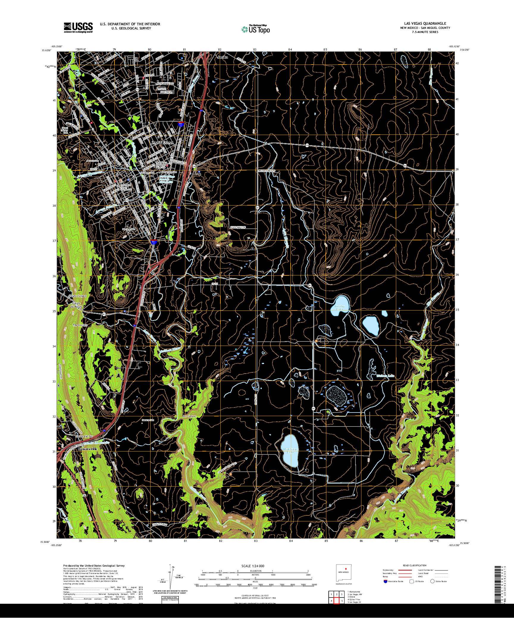 USGS US TOPO 7.5-MINUTE MAP FOR LAS VEGAS, NM 2020