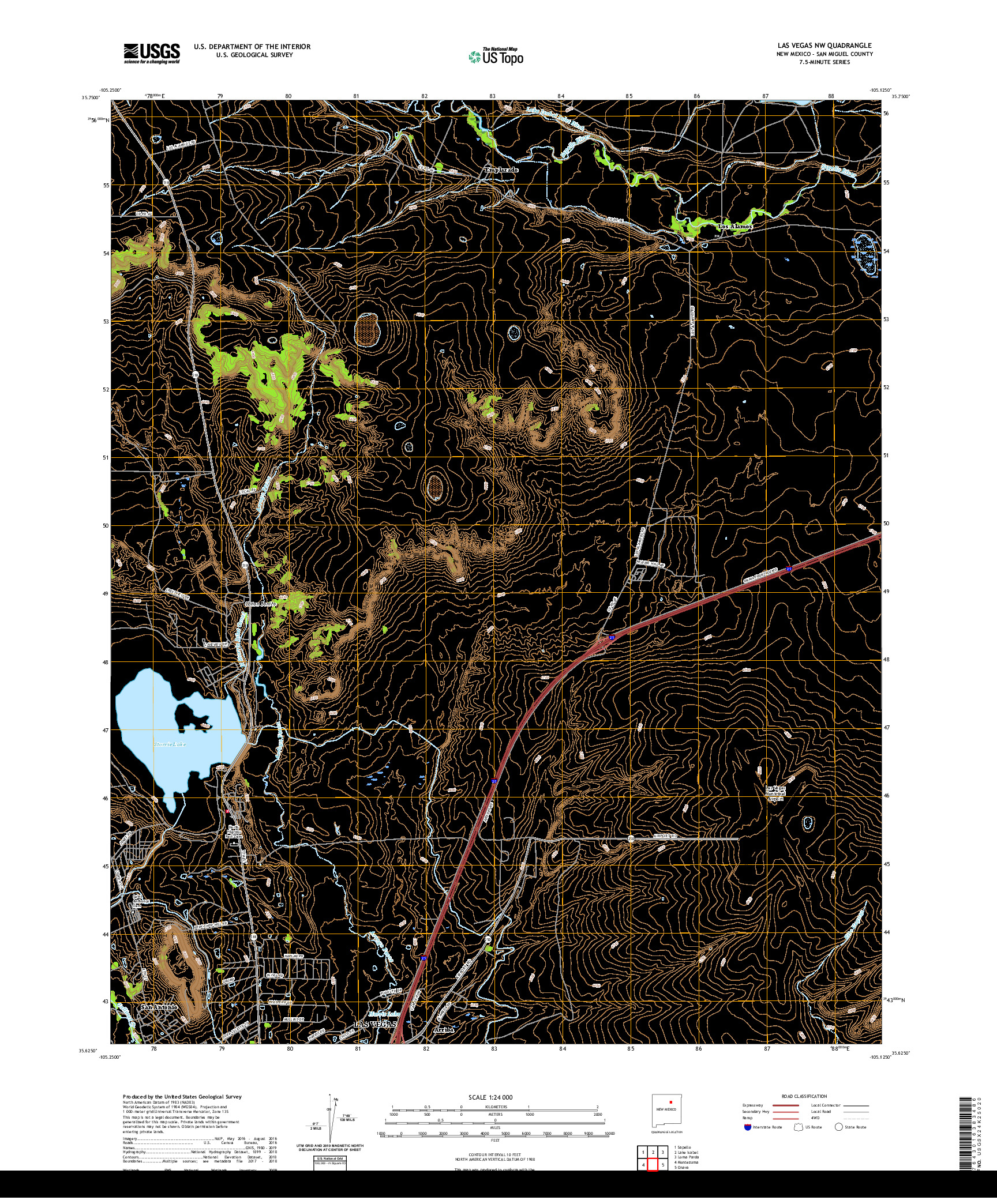 USGS US TOPO 7.5-MINUTE MAP FOR LAS VEGAS NW, NM 2020