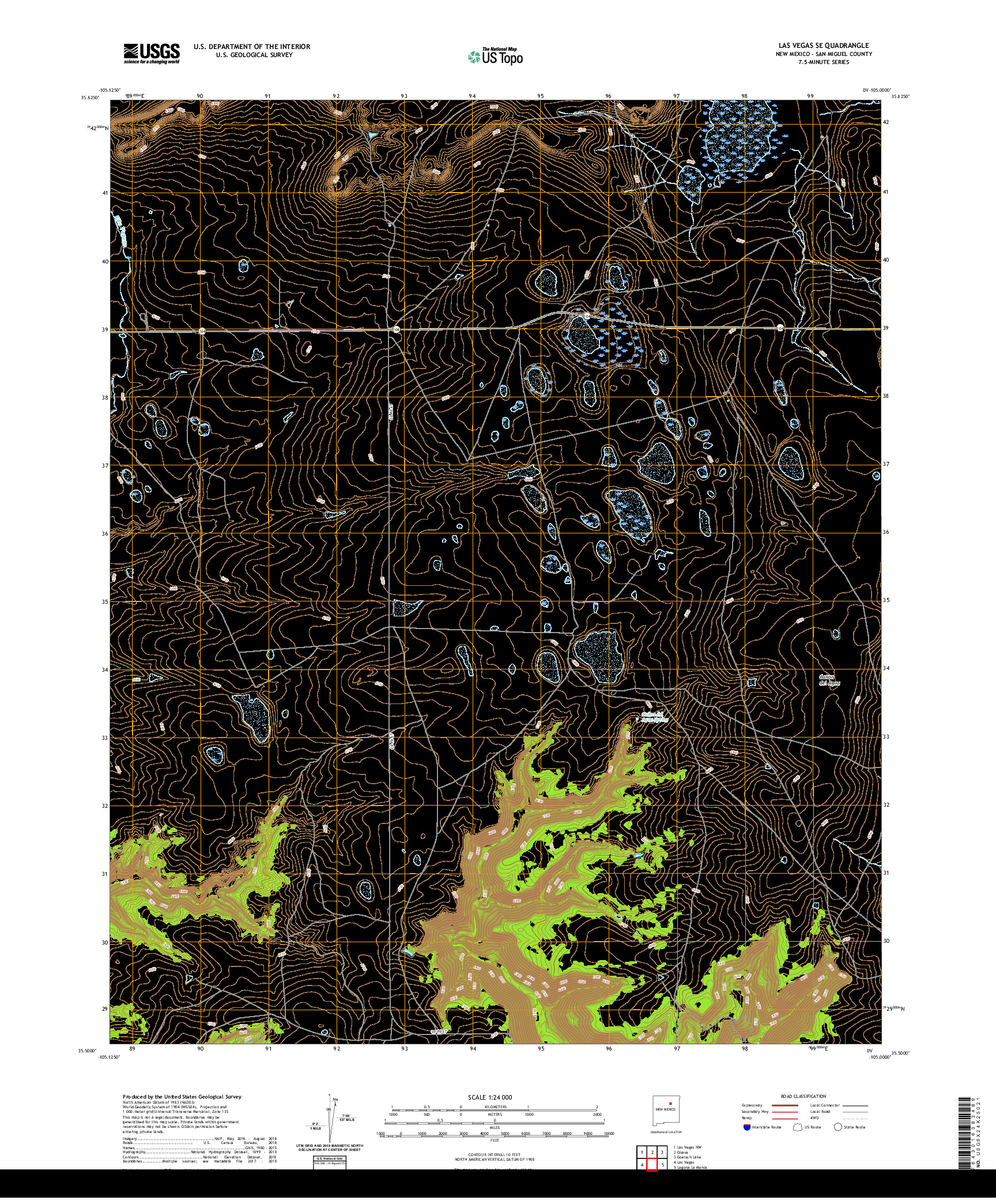 USGS US TOPO 7.5-MINUTE MAP FOR LAS VEGAS SE, NM 2020