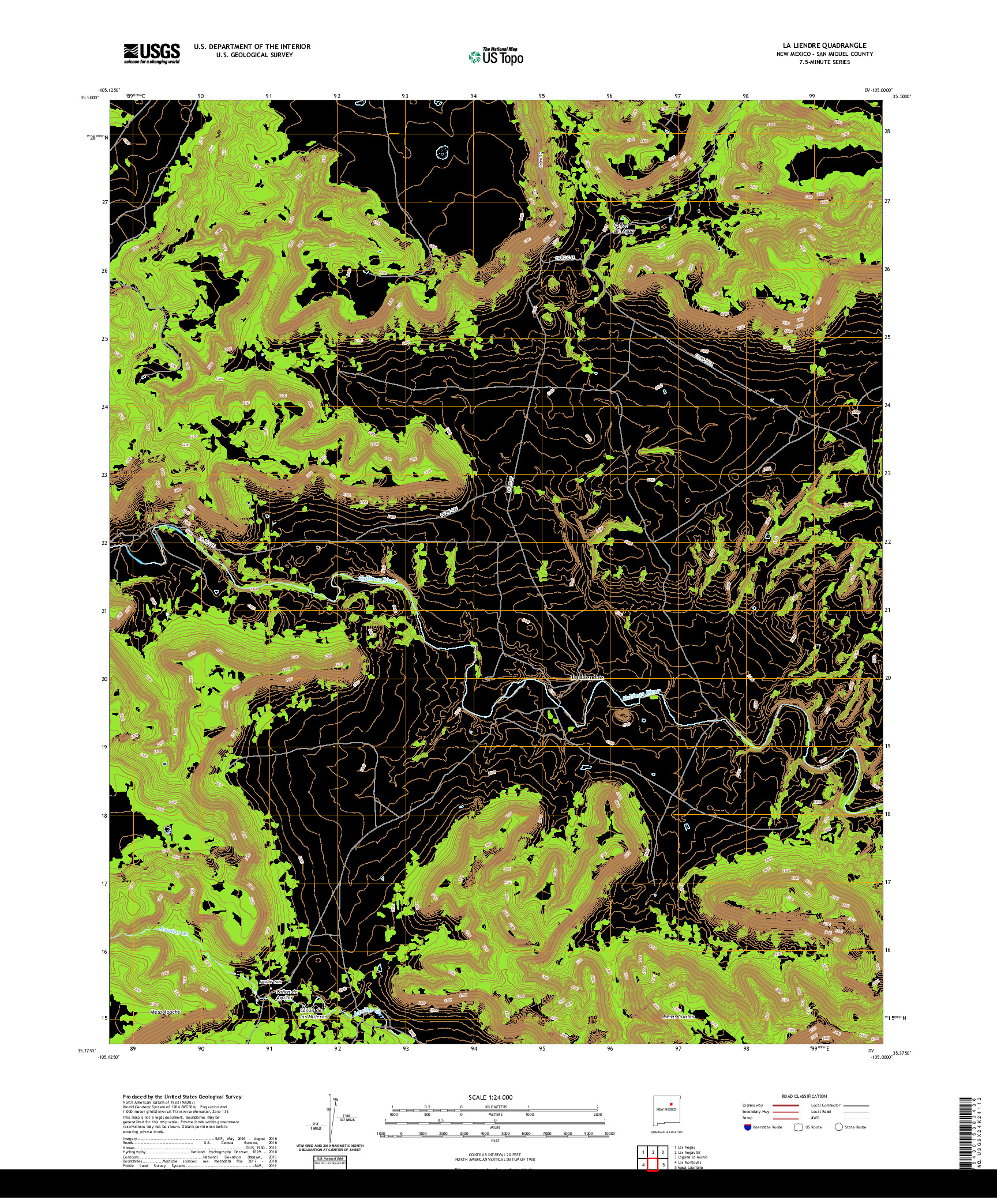 USGS US TOPO 7.5-MINUTE MAP FOR LA LIENDRE, NM 2020