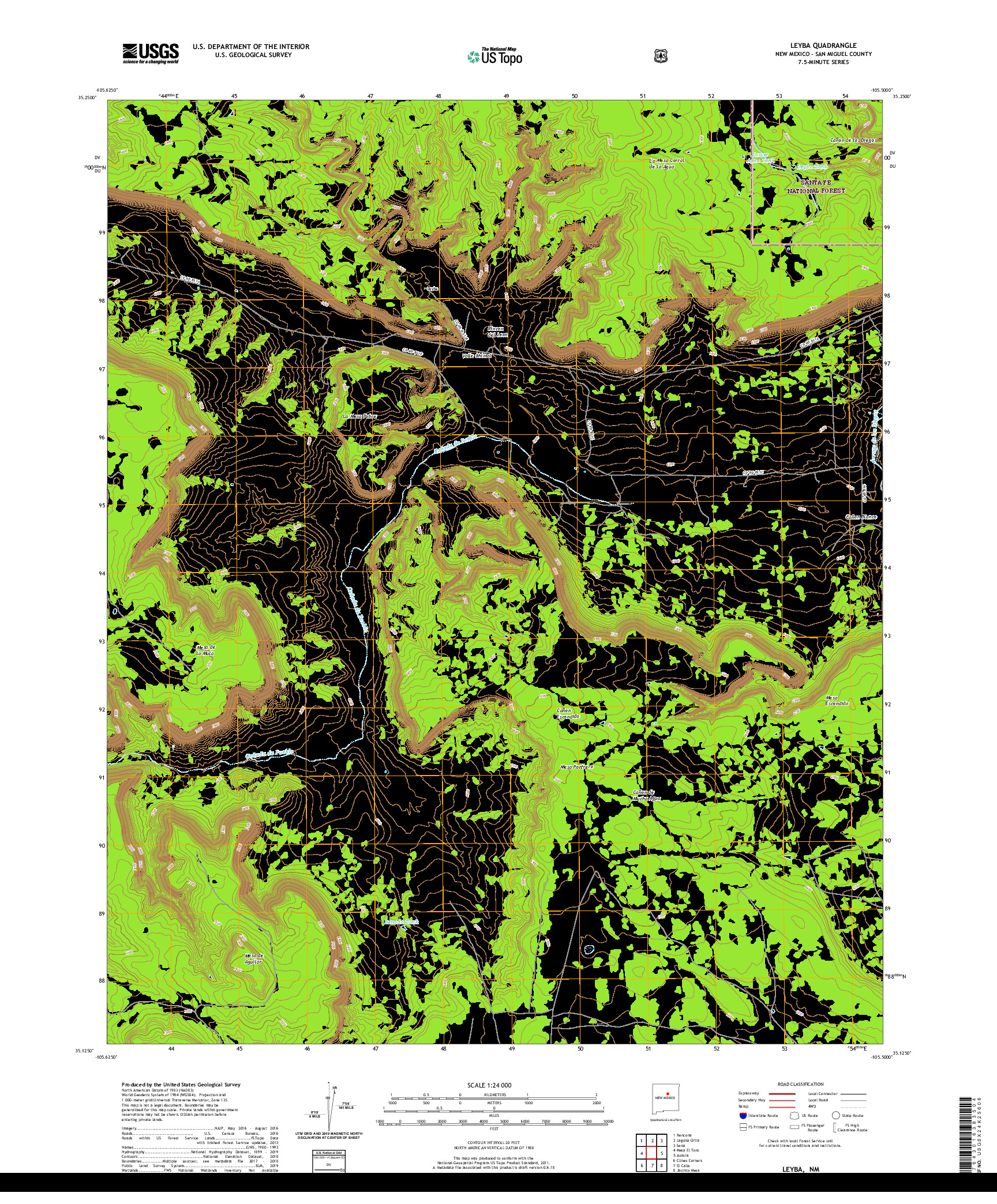 USGS US TOPO 7.5-MINUTE MAP FOR LEYBA, NM 2020