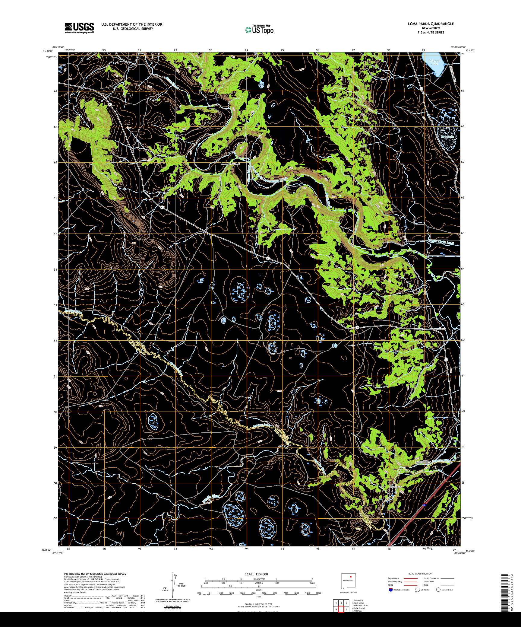 USGS US TOPO 7.5-MINUTE MAP FOR LOMA PARDA, NM 2020