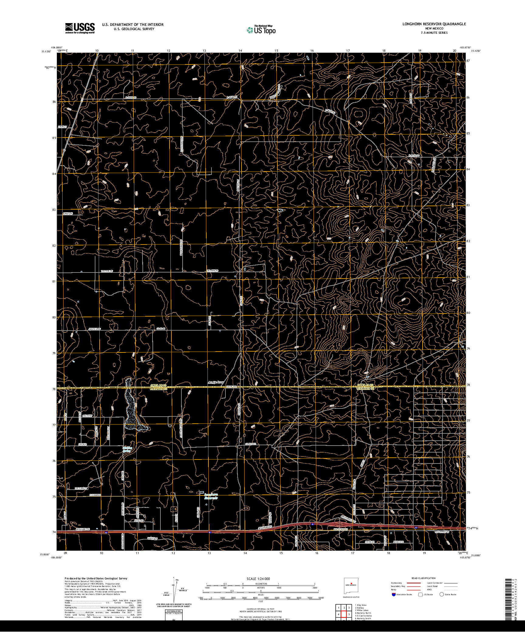 USGS US TOPO 7.5-MINUTE MAP FOR LONGHORN RESERVOIR, NM 2020