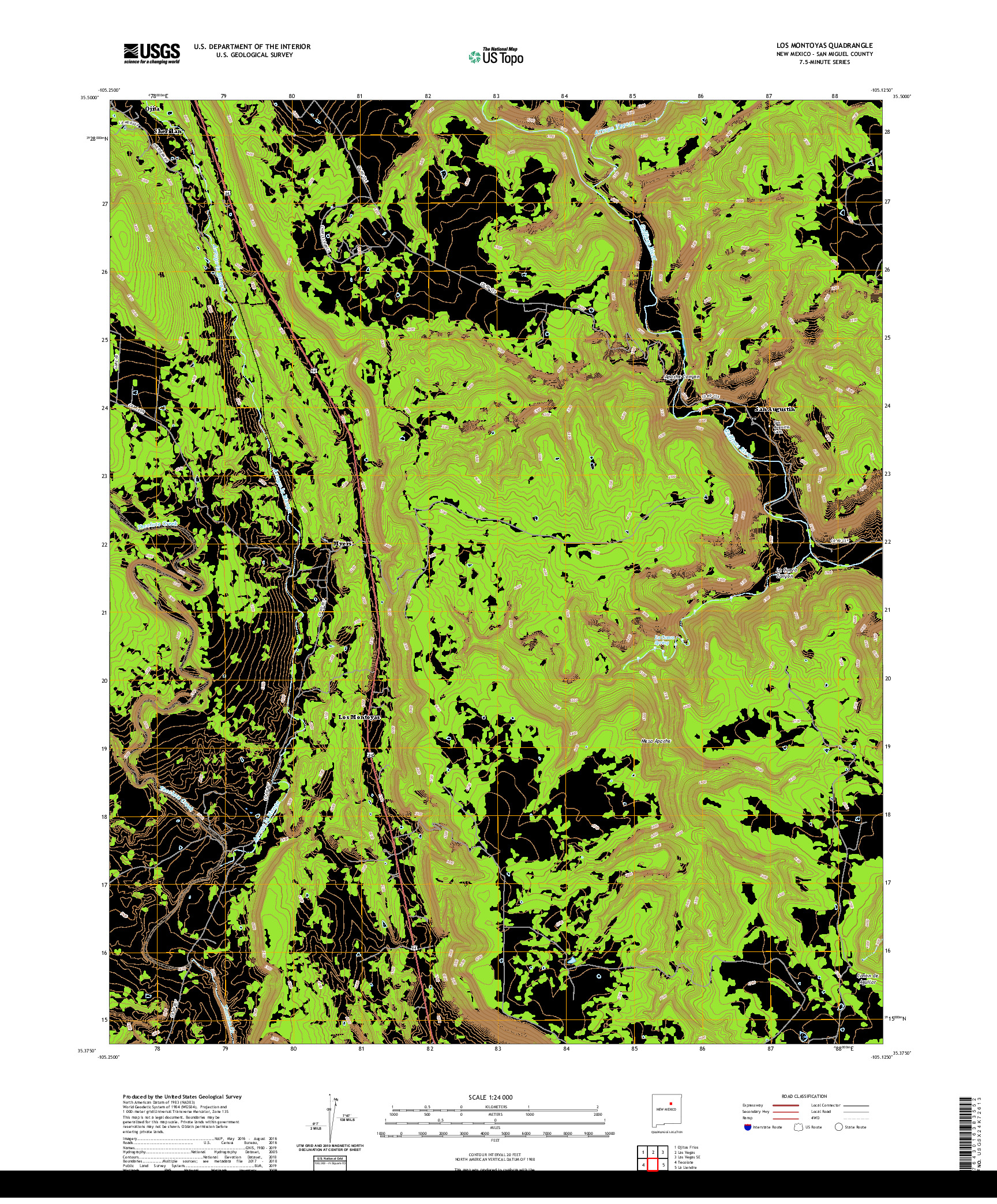 USGS US TOPO 7.5-MINUTE MAP FOR LOS MONTOYAS, NM 2020