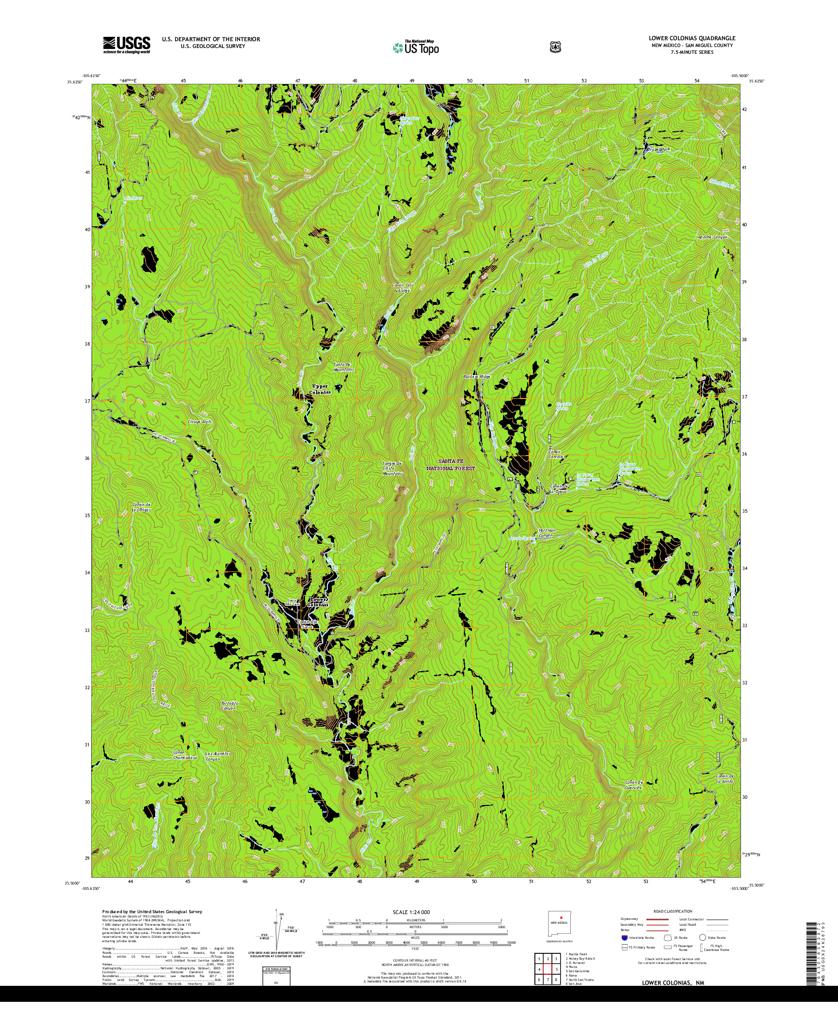 USGS US TOPO 7.5-MINUTE MAP FOR LOWER COLONIAS, NM 2020