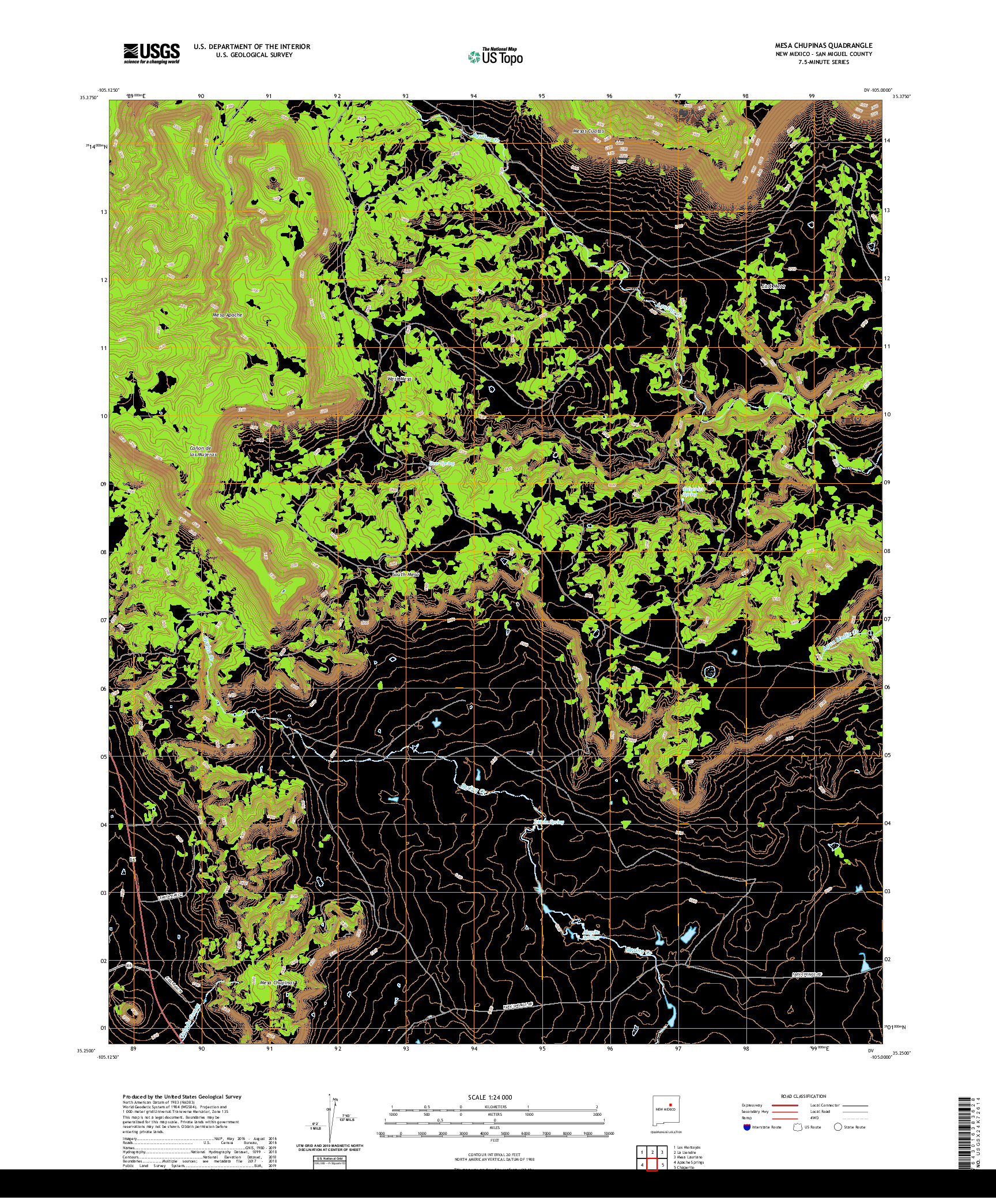 USGS US TOPO 7.5-MINUTE MAP FOR MESA CHUPINAS, NM 2020