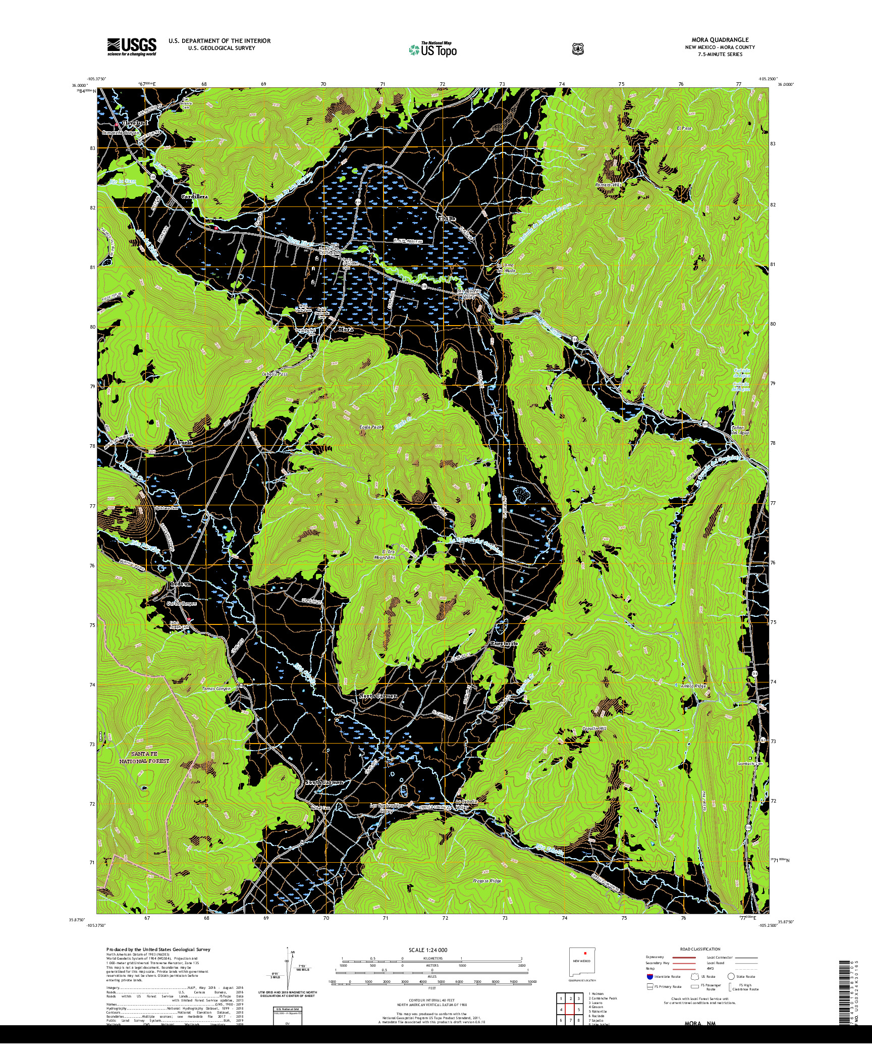 USGS US TOPO 7.5-MINUTE MAP FOR MORA, NM 2020