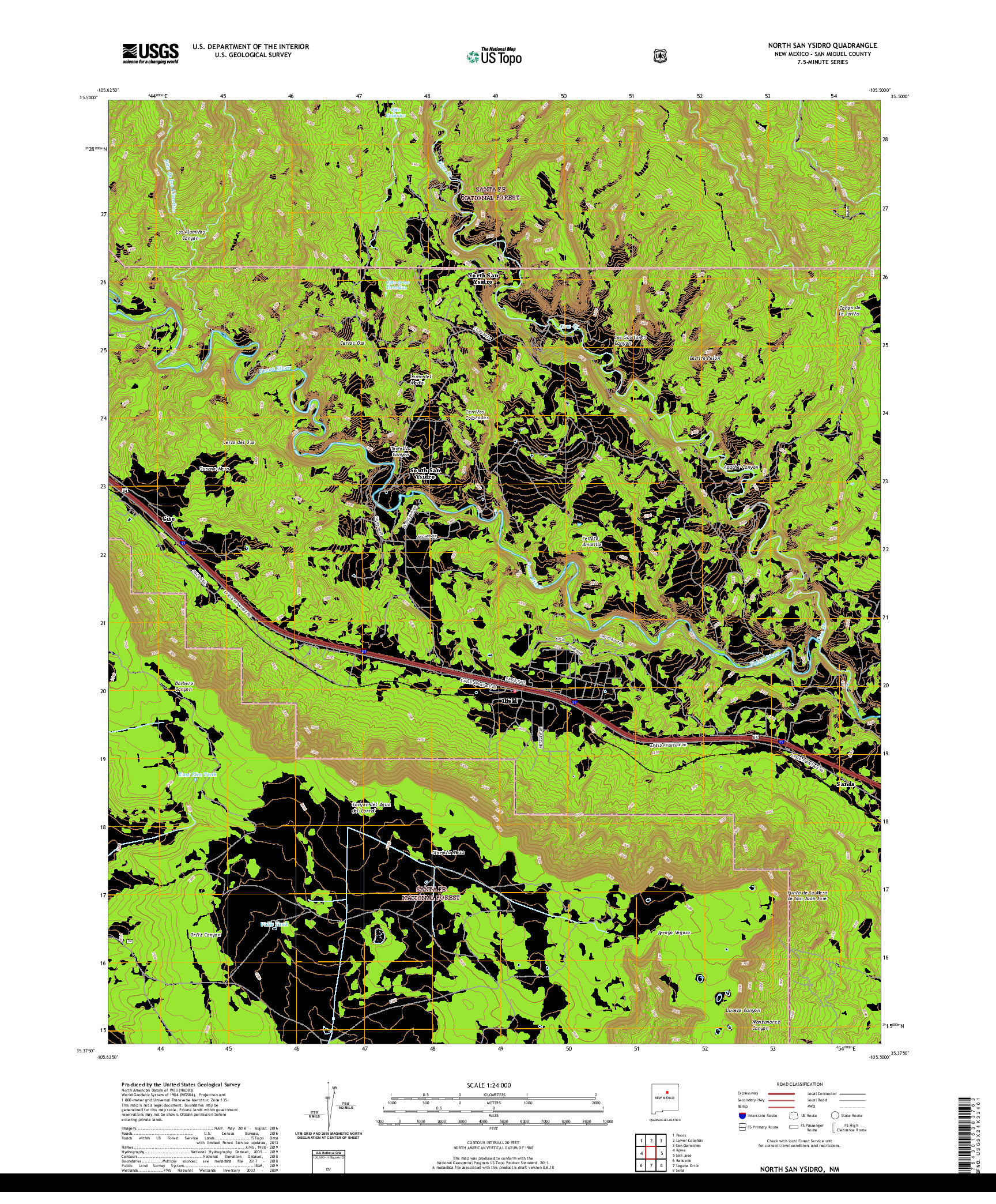 USGS US TOPO 7.5-MINUTE MAP FOR NORTH SAN YSIDRO, NM 2020