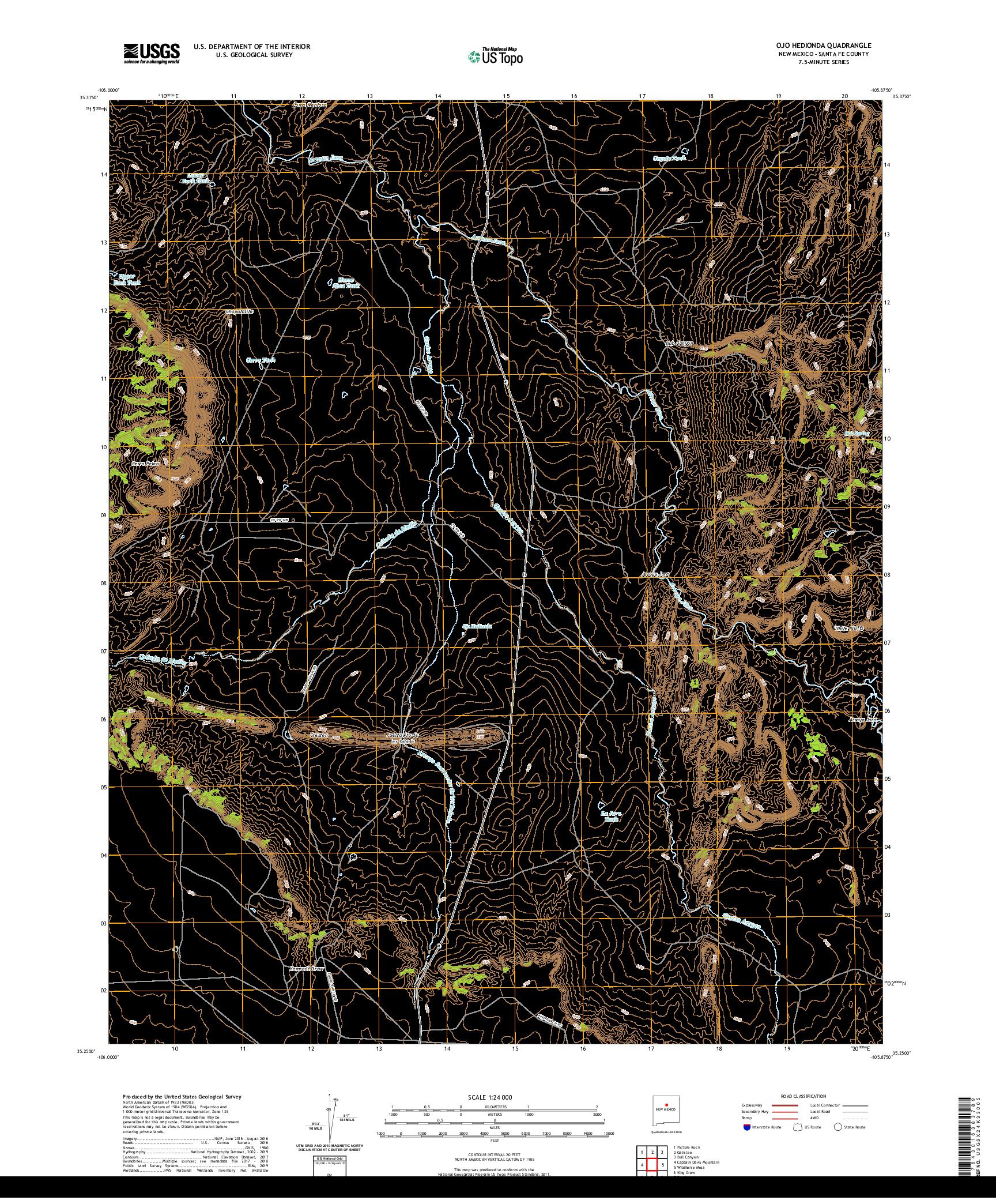 USGS US TOPO 7.5-MINUTE MAP FOR OJO HEDIONDA, NM 2020