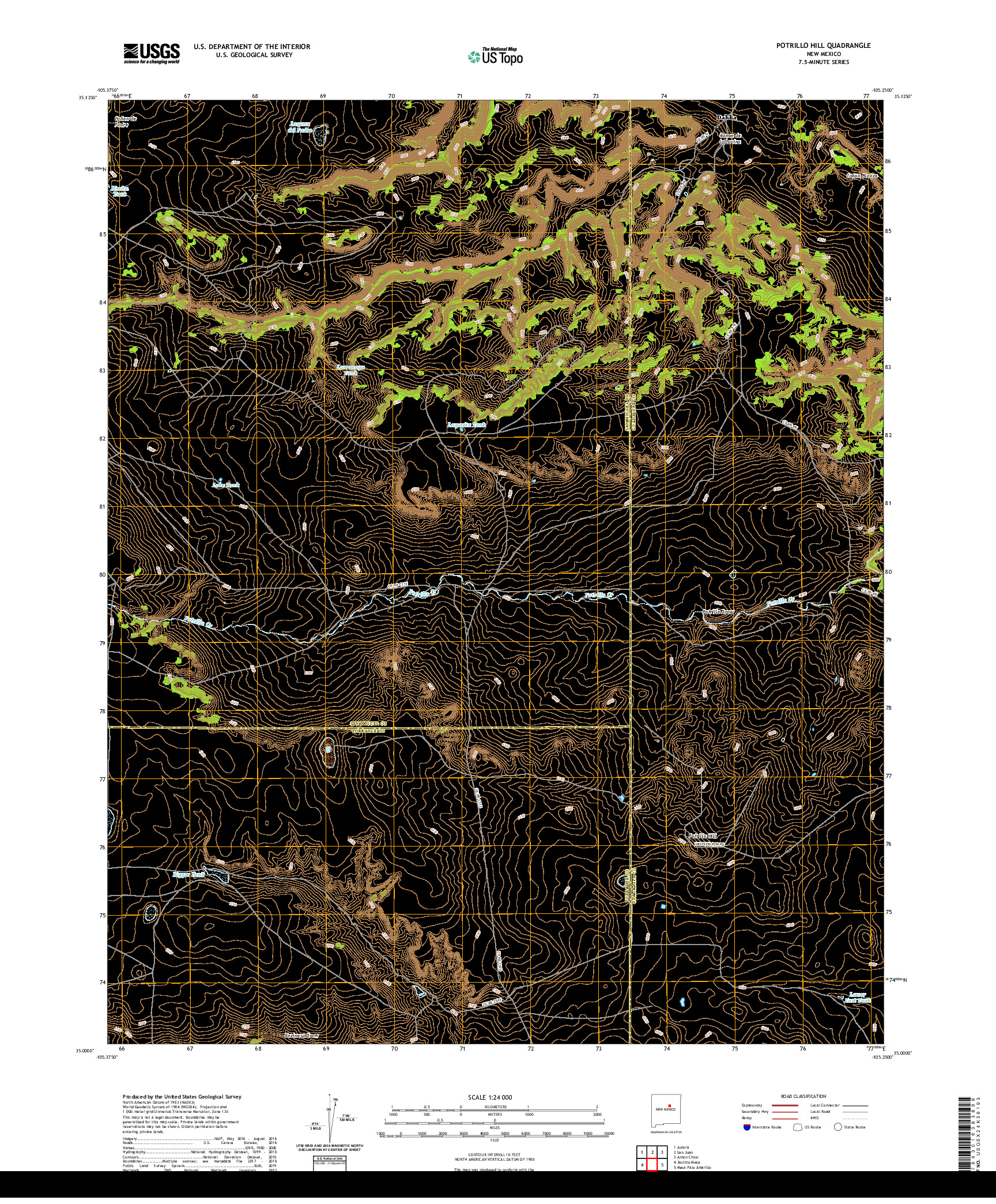 USGS US TOPO 7.5-MINUTE MAP FOR POTRILLO HILL, NM 2020