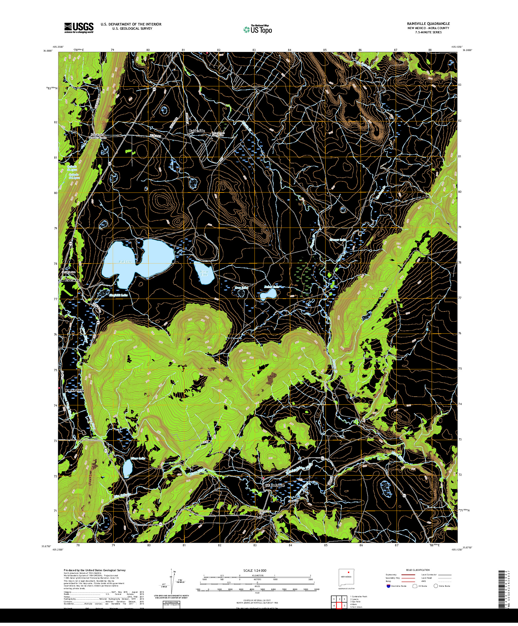 USGS US TOPO 7.5-MINUTE MAP FOR RAINSVILLE, NM 2020