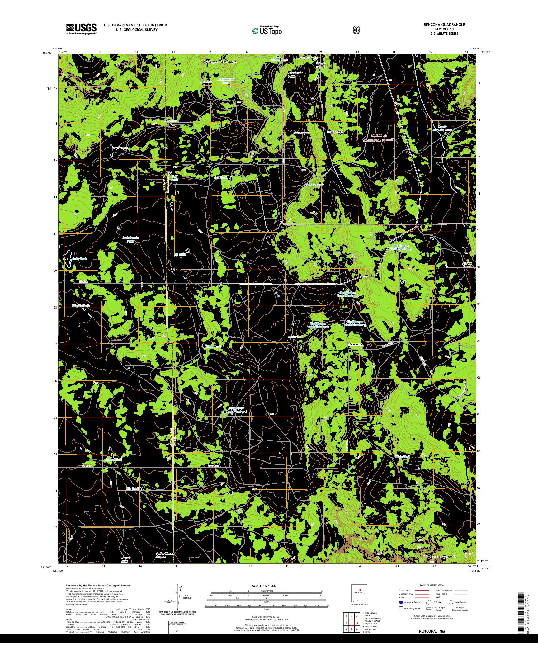 USGS US TOPO 7.5-MINUTE MAP FOR RENCONA, NM 2020