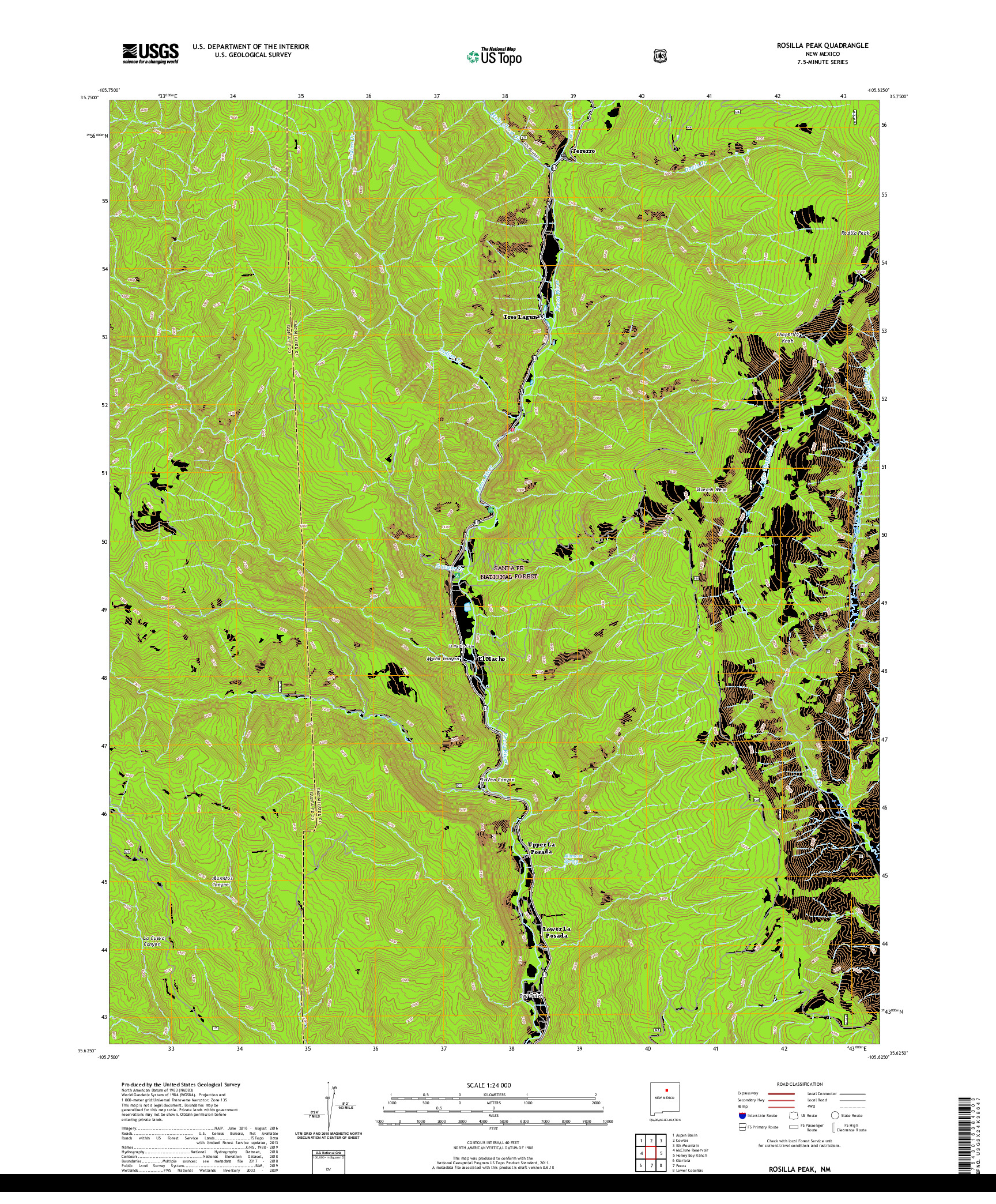 USGS US TOPO 7.5-MINUTE MAP FOR ROSILLA PEAK, NM 2020