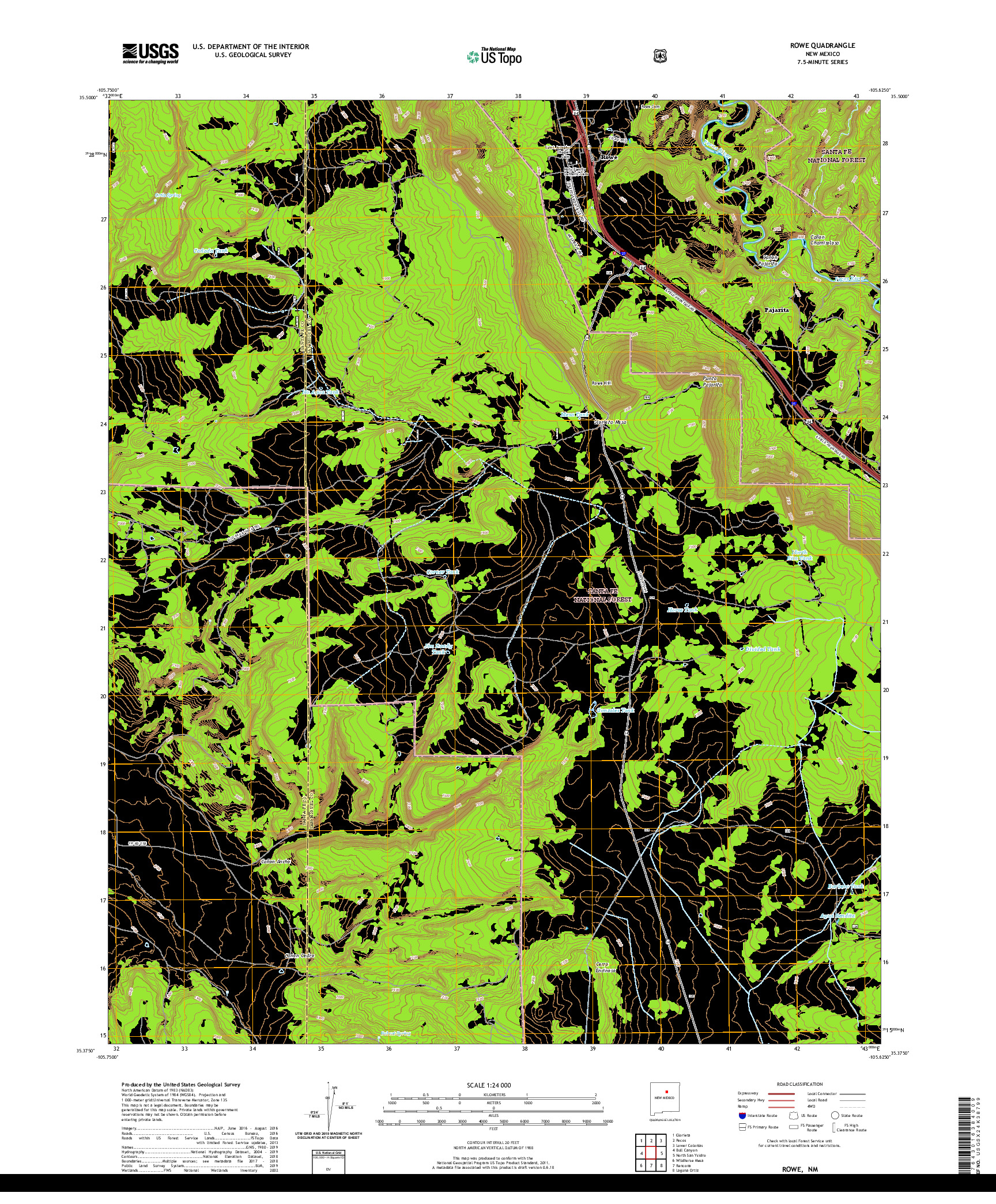 USGS US TOPO 7.5-MINUTE MAP FOR ROWE, NM 2020