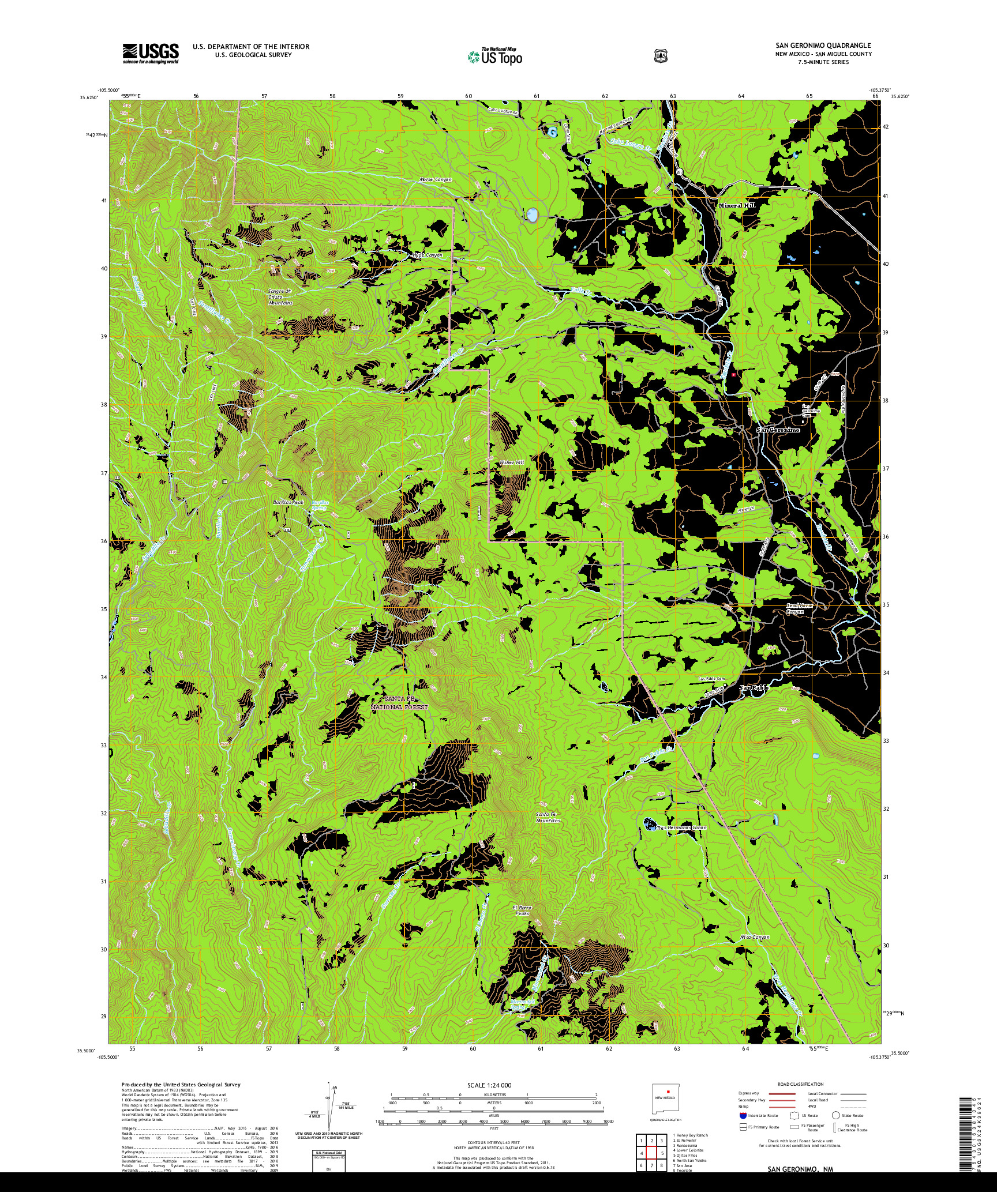 USGS US TOPO 7.5-MINUTE MAP FOR SAN GERONIMO, NM 2020