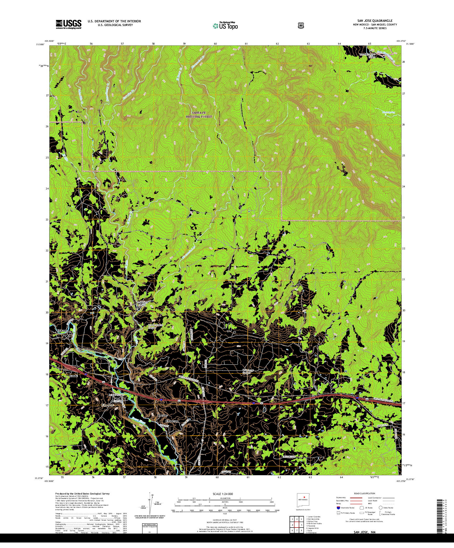 USGS US TOPO 7.5-MINUTE MAP FOR SAN JOSE, NM 2020