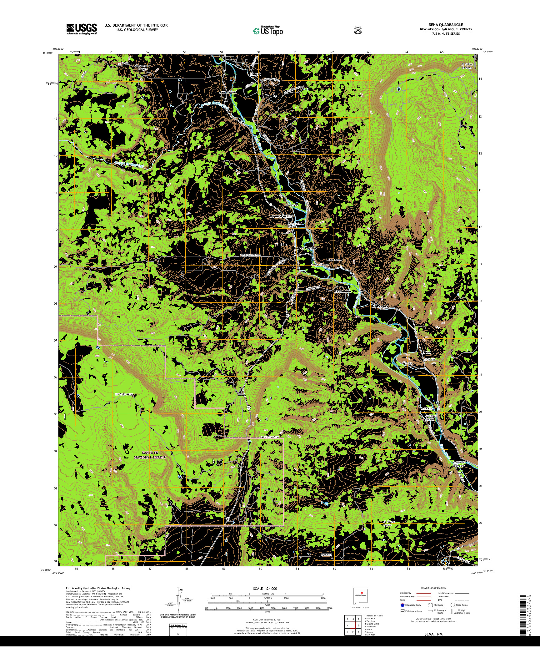 USGS US TOPO 7.5-MINUTE MAP FOR SENA, NM 2020