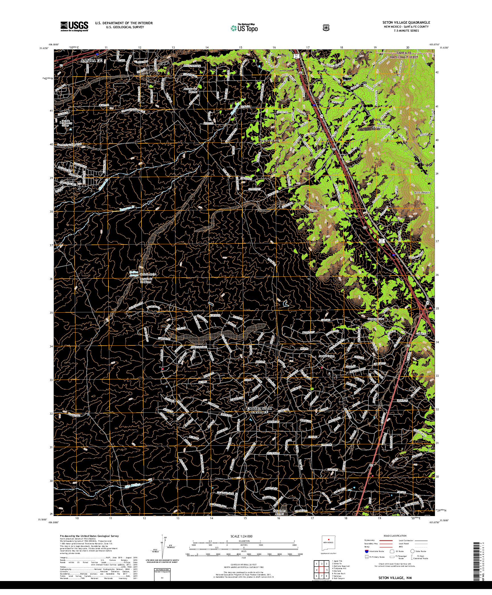 USGS US TOPO 7.5-MINUTE MAP FOR SETON VILLAGE, NM 2020