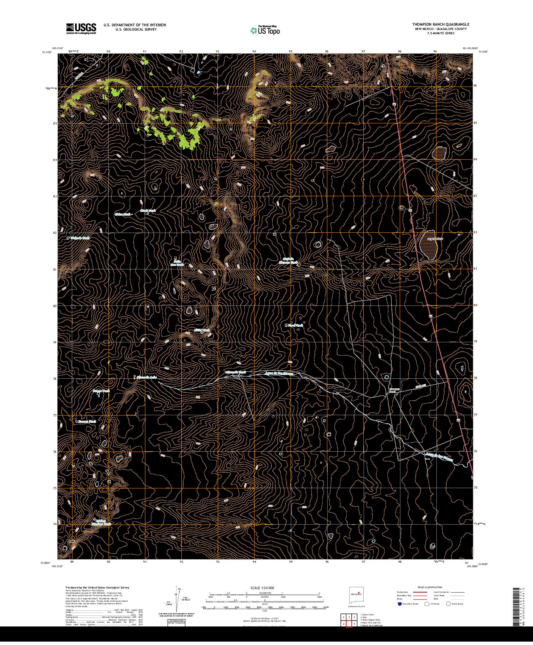 USGS US TOPO 7.5-MINUTE MAP FOR THOMPSON RANCH, NM 2020