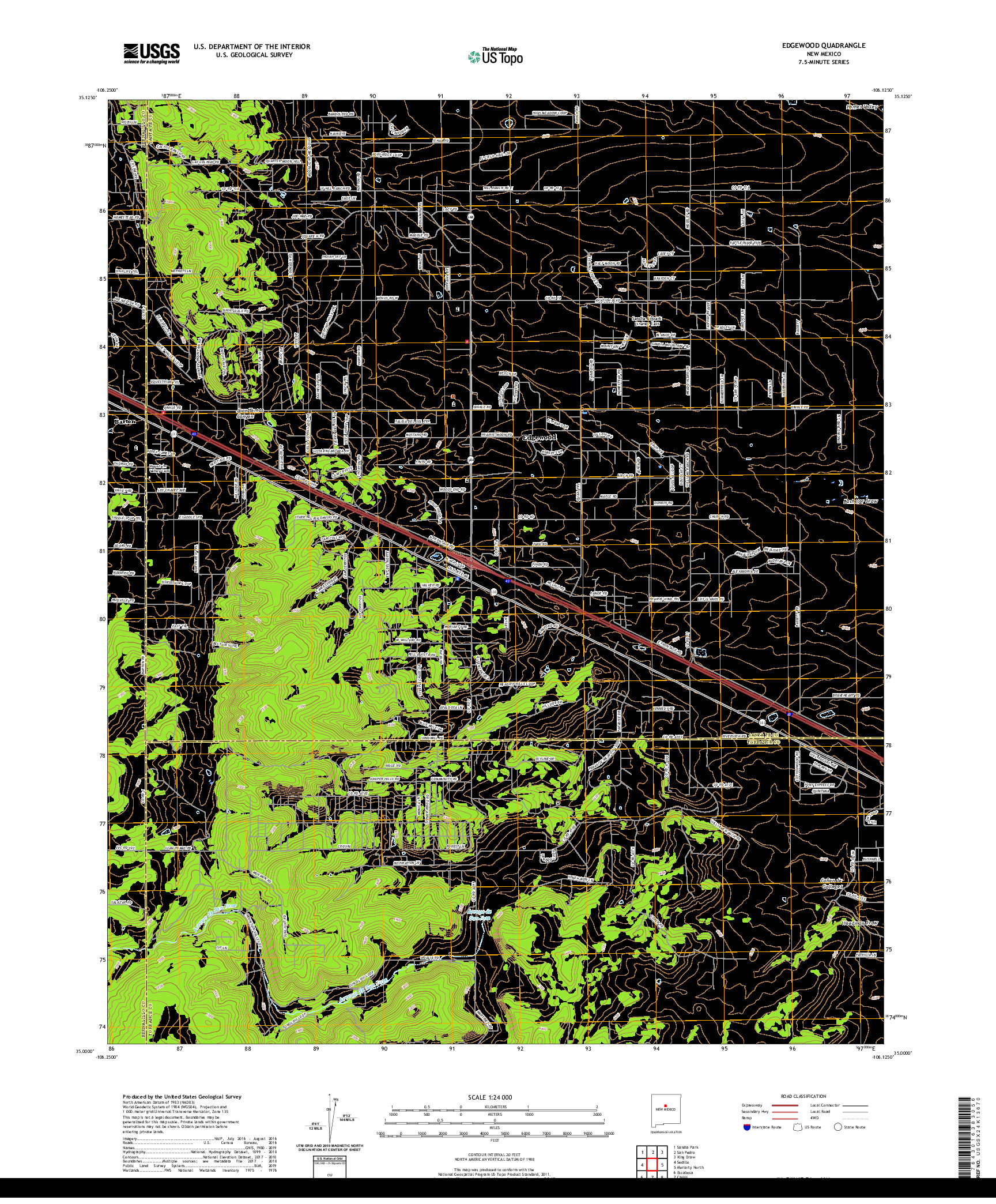 USGS US TOPO 7.5-MINUTE MAP FOR EDGEWOOD, NM 2020