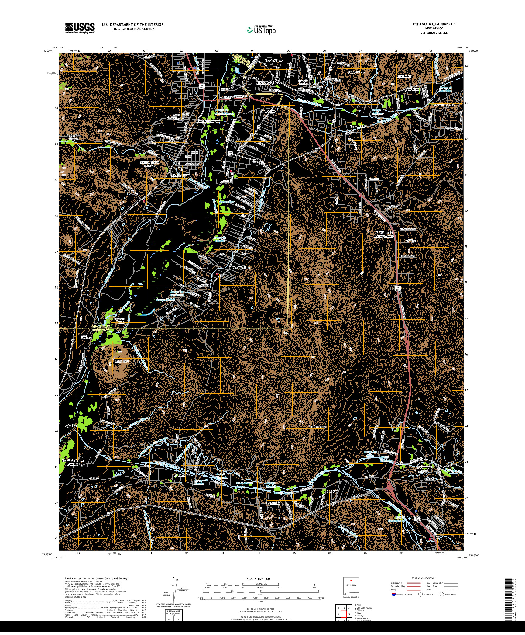 USGS US TOPO 7.5-MINUTE MAP FOR ESPANOLA, NM 2020