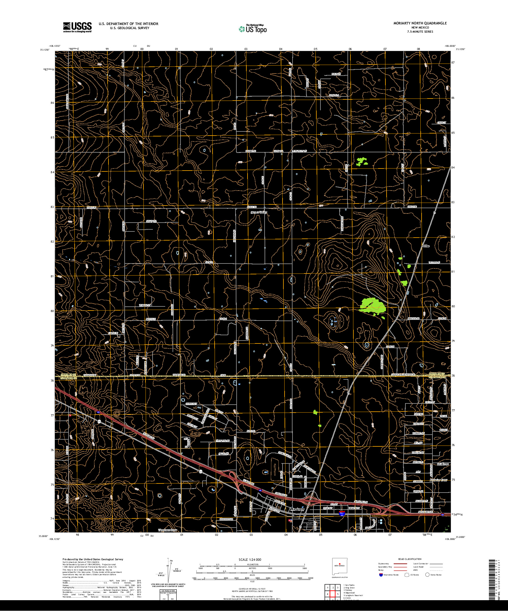 USGS US TOPO 7.5-MINUTE MAP FOR MORIARTY NORTH, NM 2020